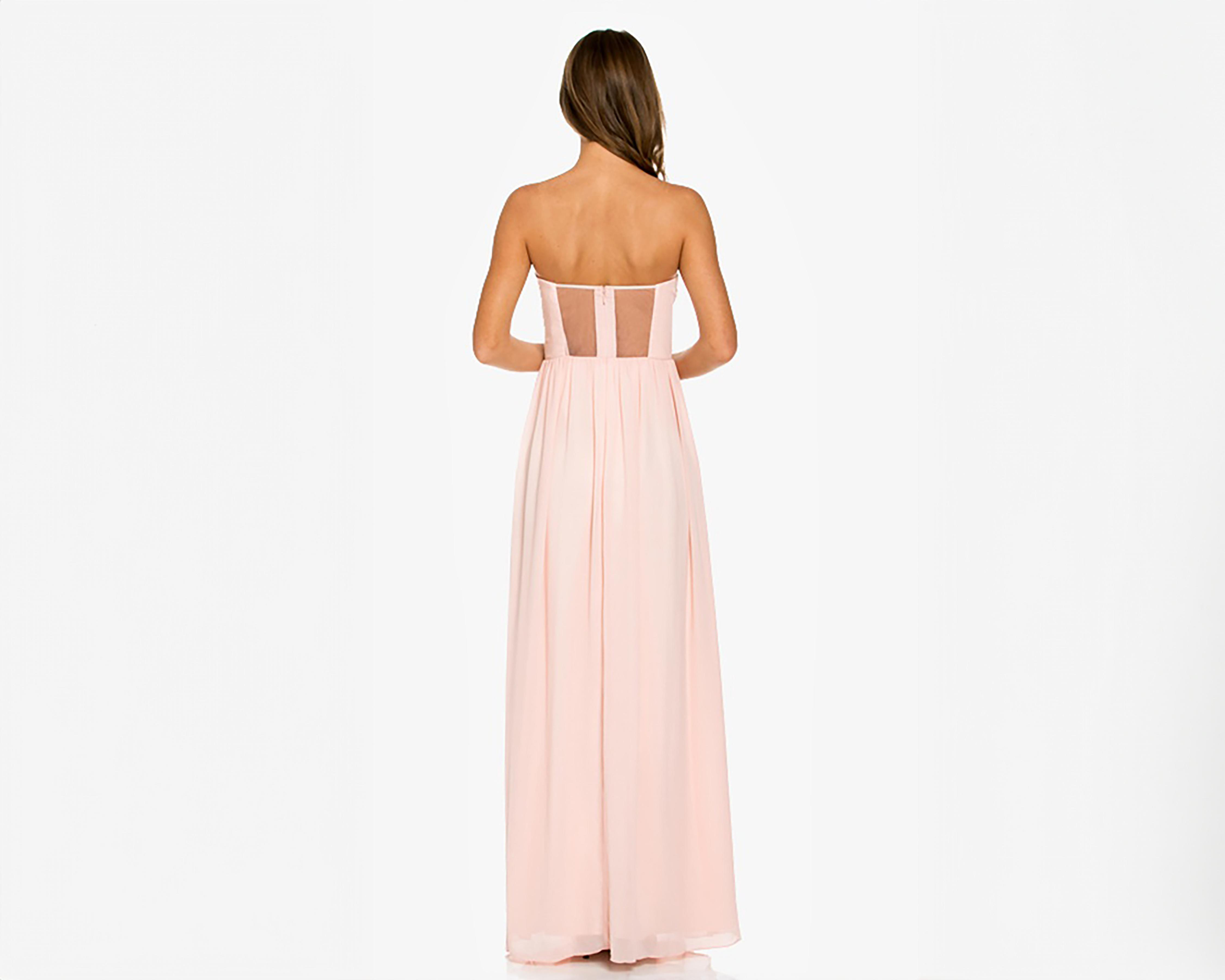 Foto 4 pulgar | Vestido Minuet de Noche Rosa Strapless con Pedrería