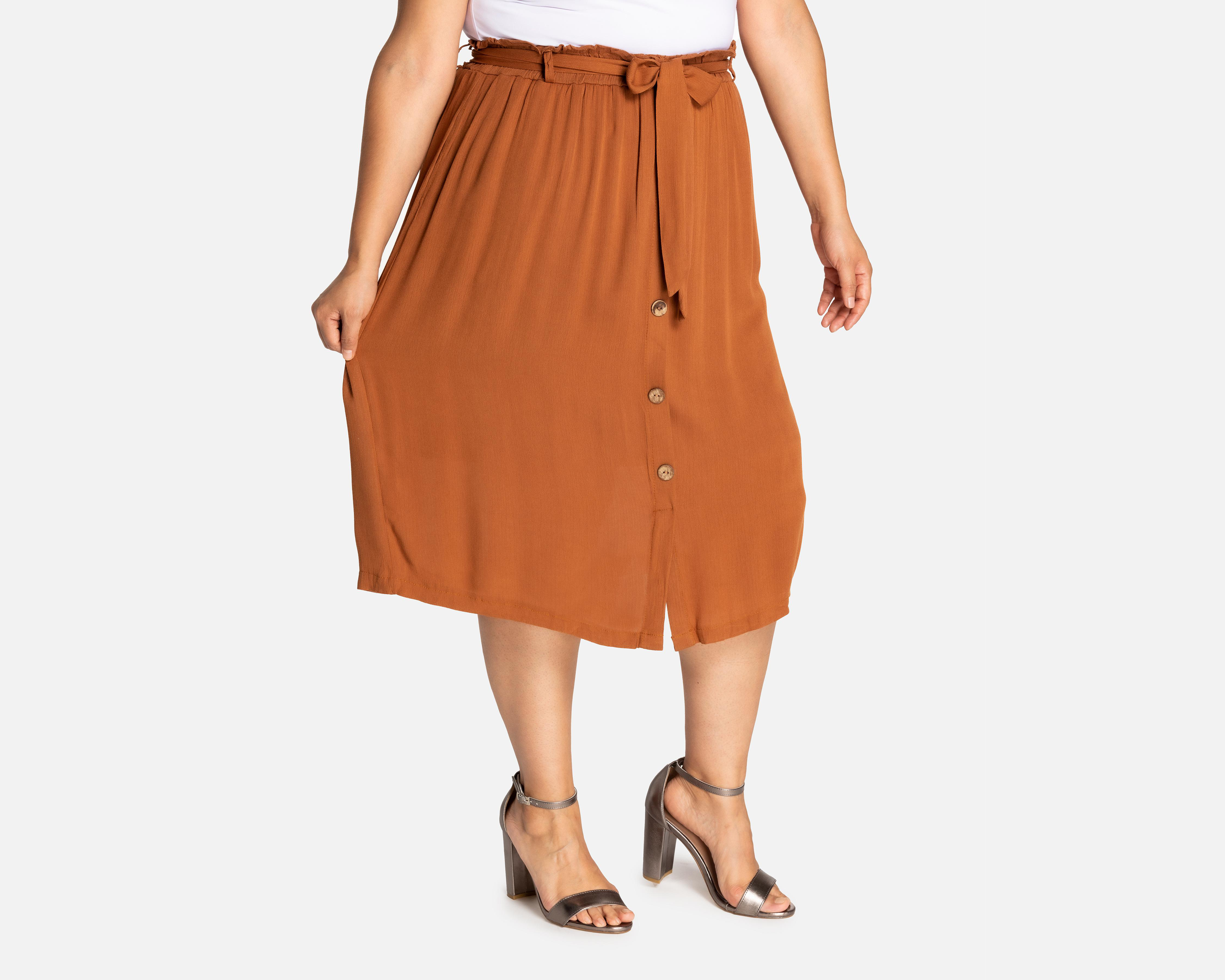 Foto 2 pulgar | Falda Midi Lady Sun con Cintura Elástica