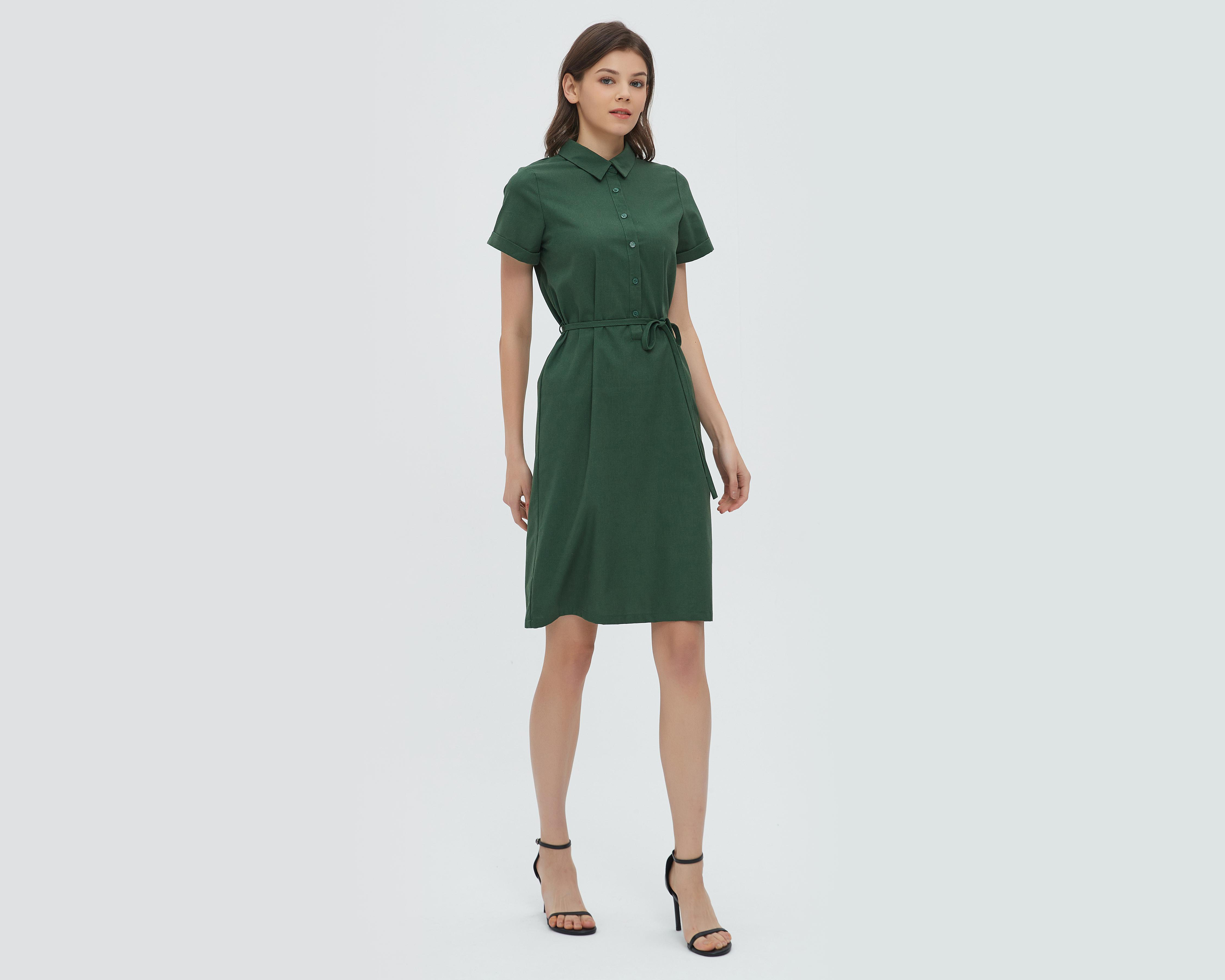 Foto 5 pulgar | Vestido Sahara Casual de Cuello Americano con Botones