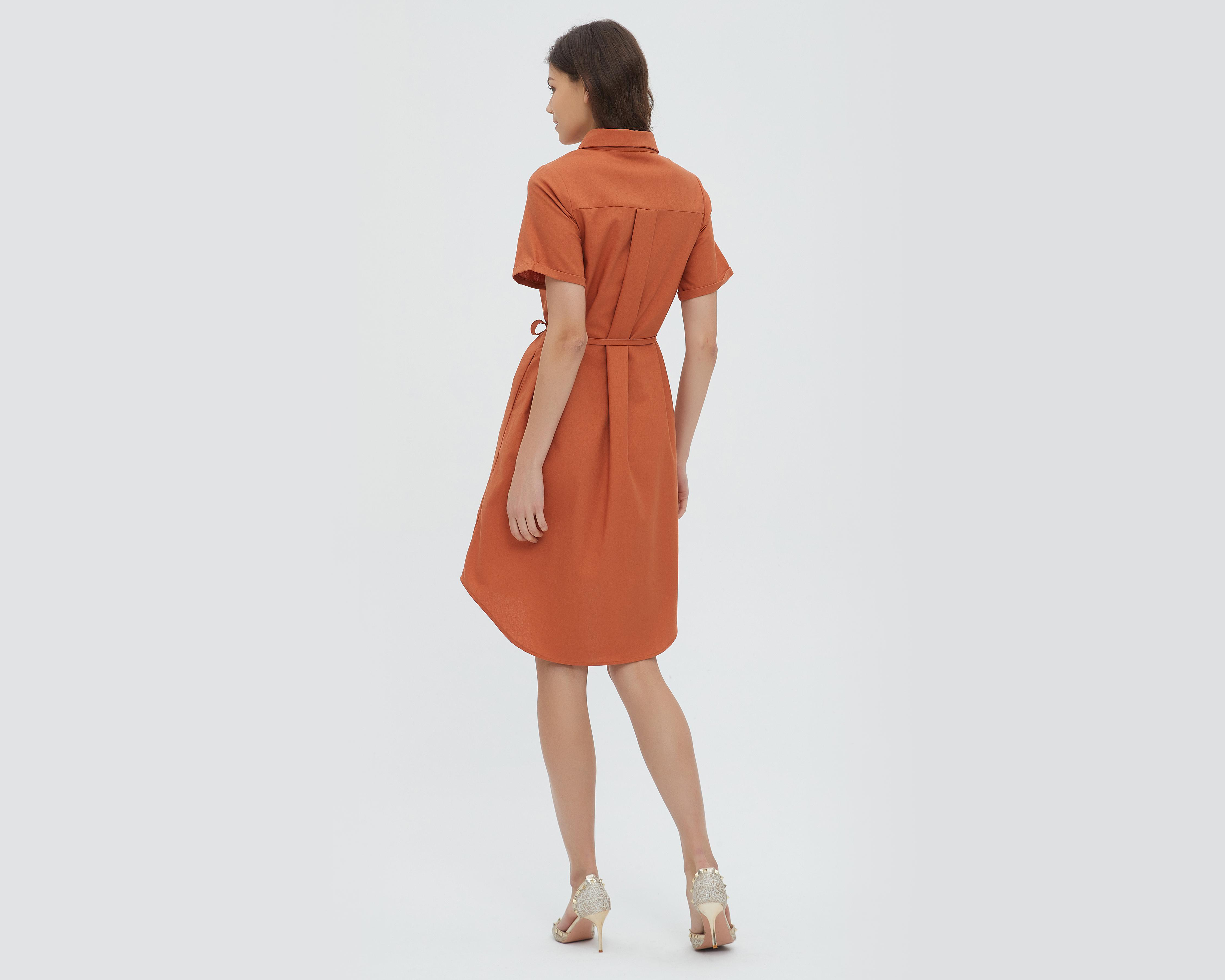 Foto 6 pulgar | Vestido Sahara Casual de Cuello Americano con Botones