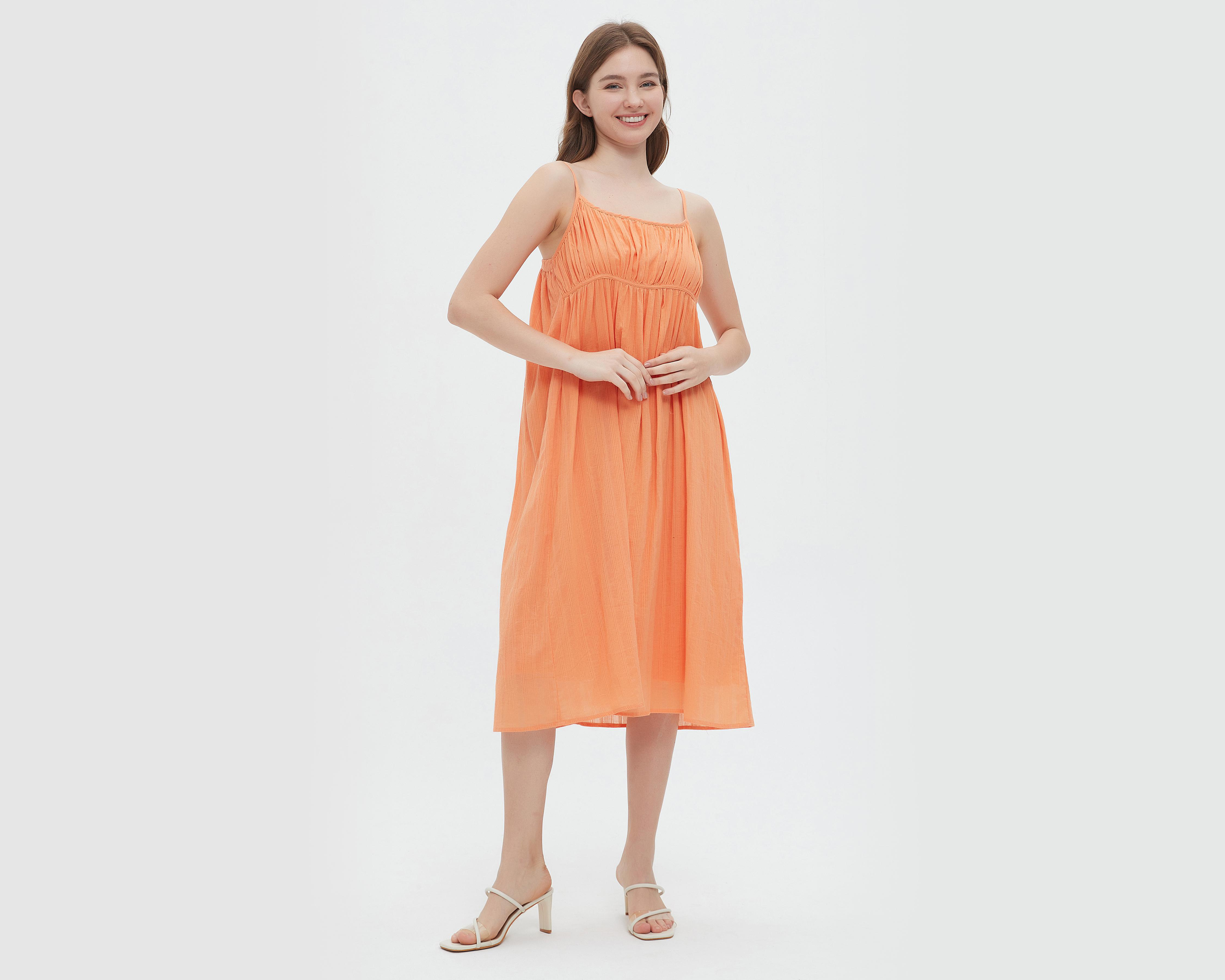 Foto 3 pulgar | Vestido Sahara Casual de Tirantes Anaranjado