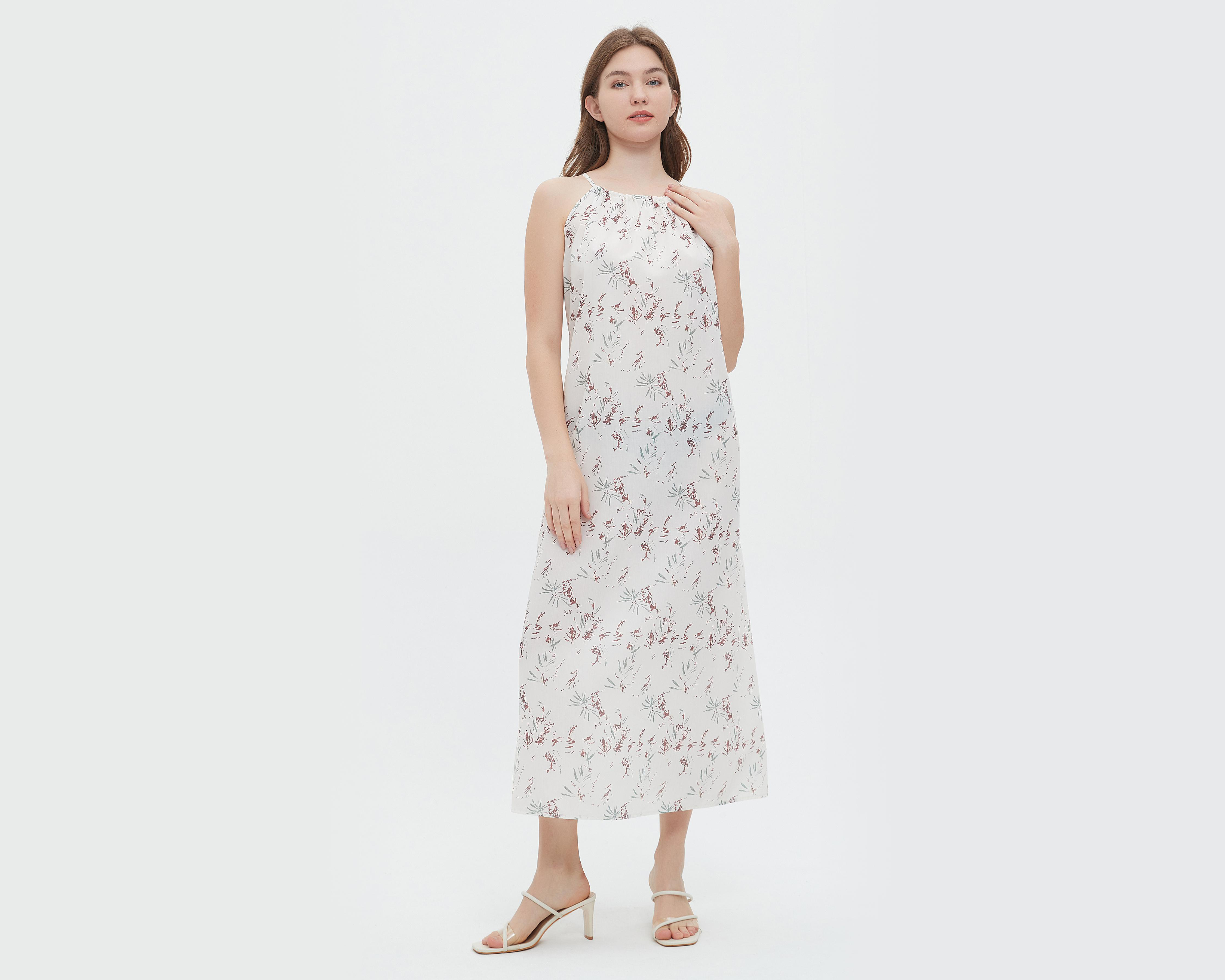 Foto 4 pulgar | Vestido Sahara Casual de Lino Floreado Cuello Halter