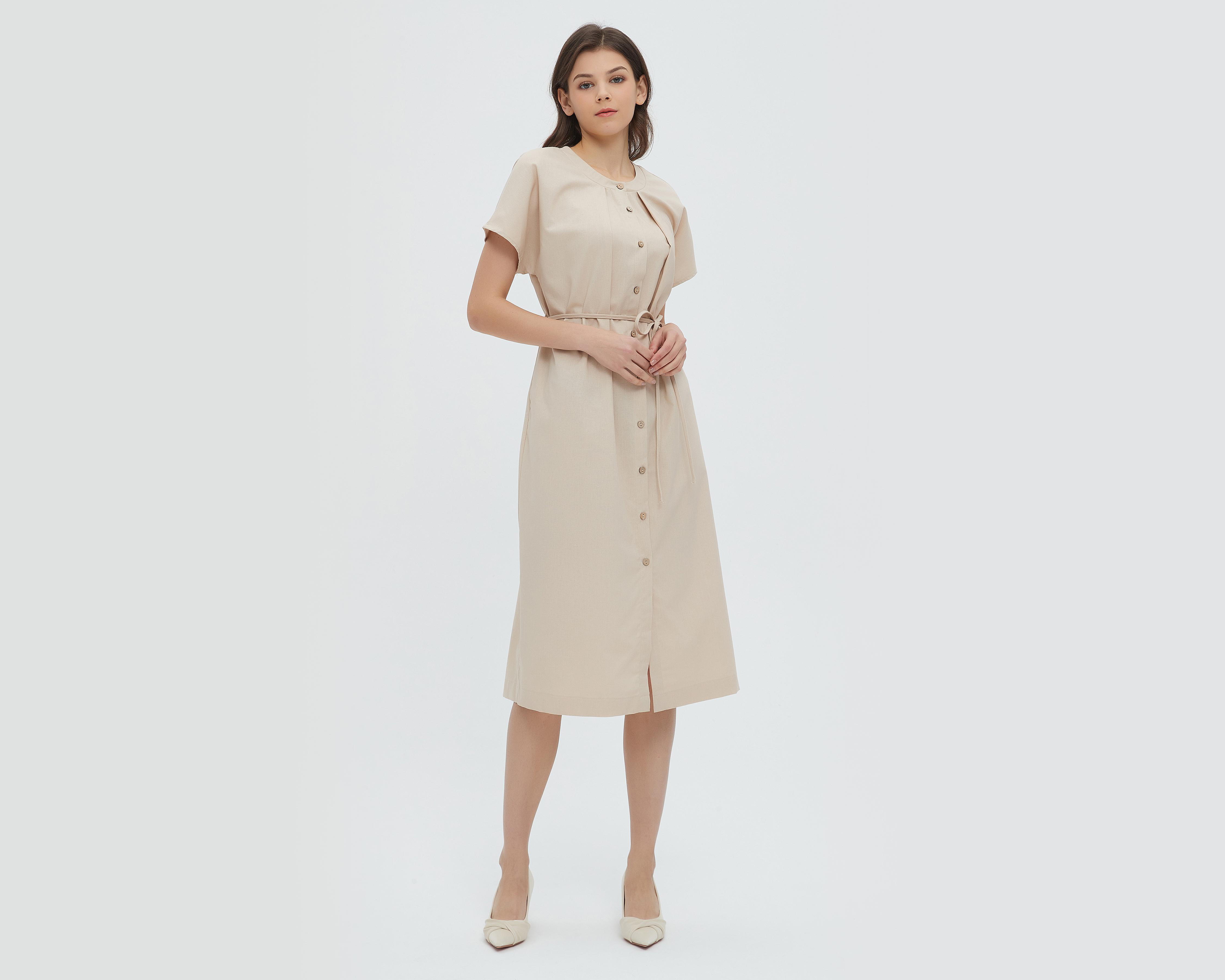 Foto 1 | Vestido Sahara Casual de Lino con Cinturón