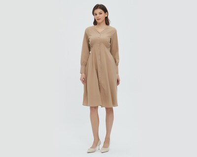 Foto 1 | Vestido Sahara Casual Caqui con Manga Larga