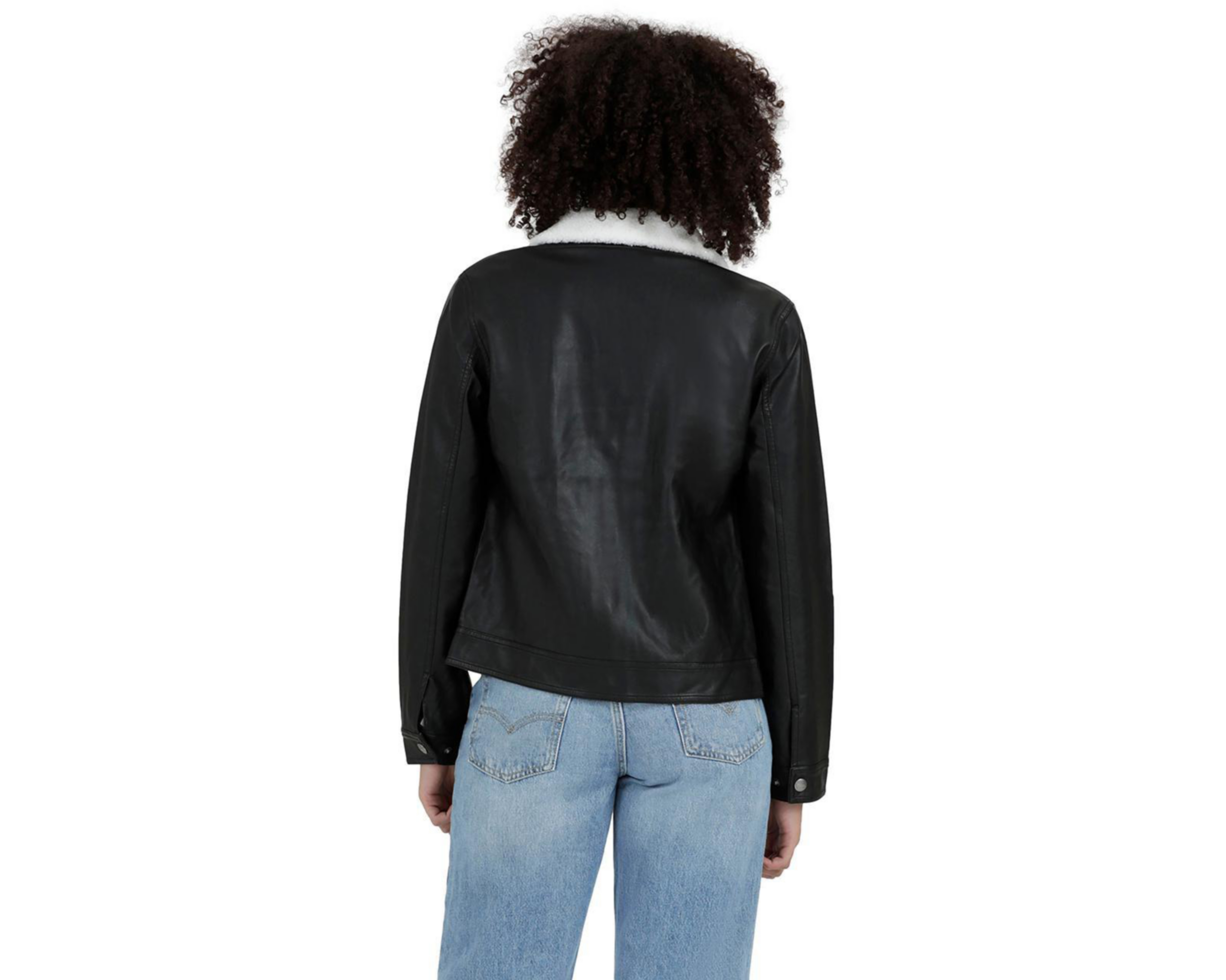 Foto 3 | Chamarra Levi's Negra tipo Piel