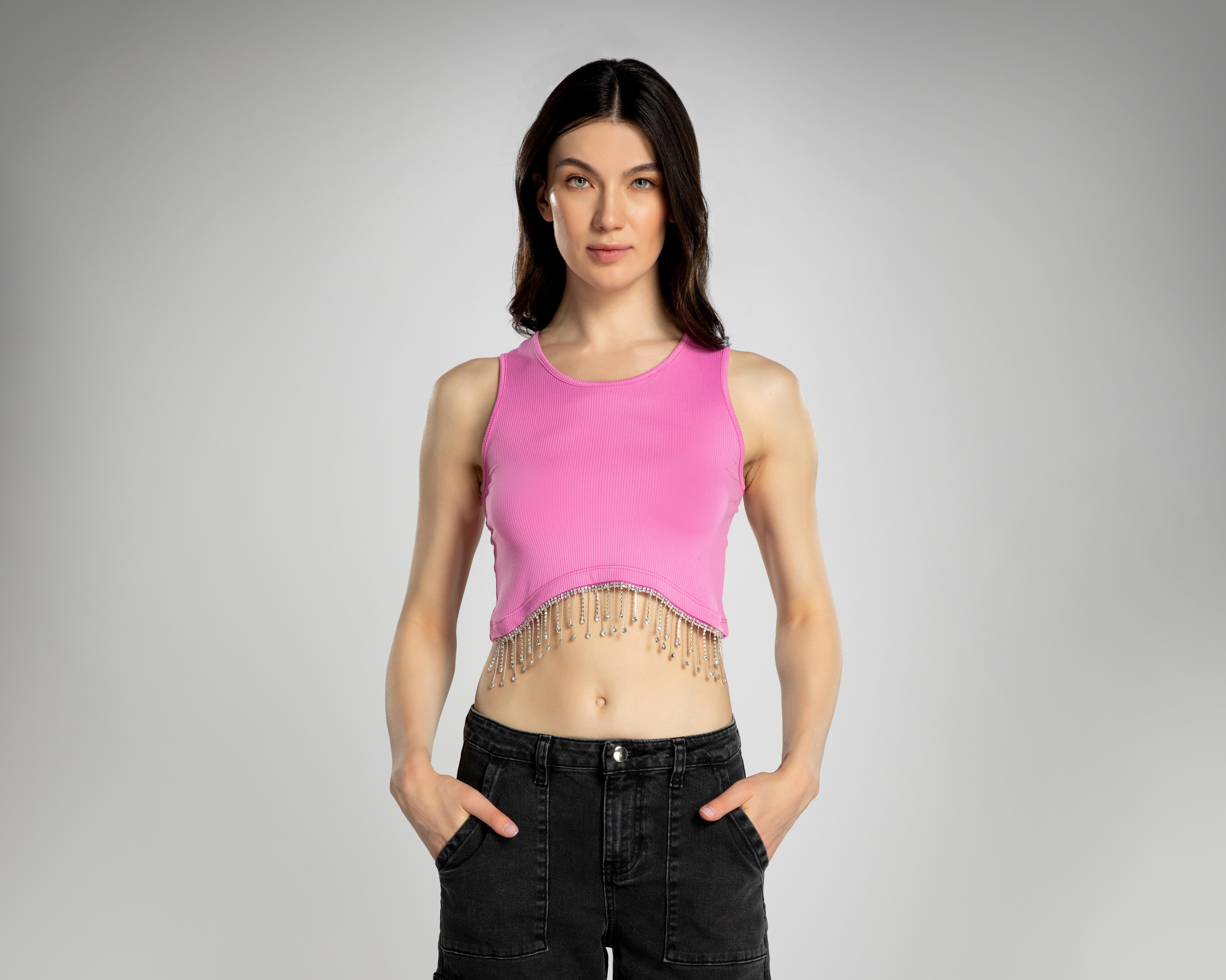 Foto 3 pulgar | Playera Thinner Fucsia sin Mangas