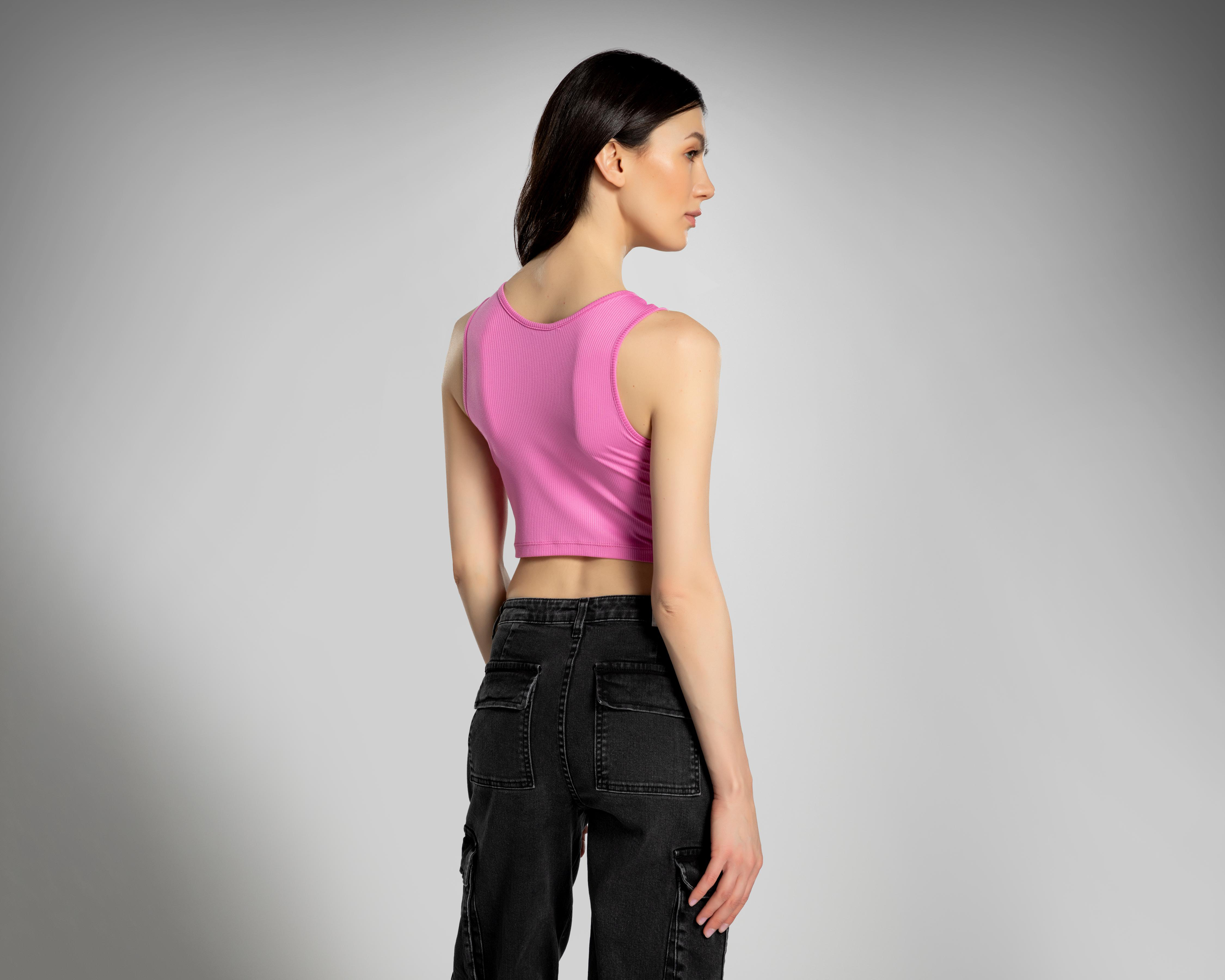 Foto 4 pulgar | Playera Thinner Fucsia sin Mangas