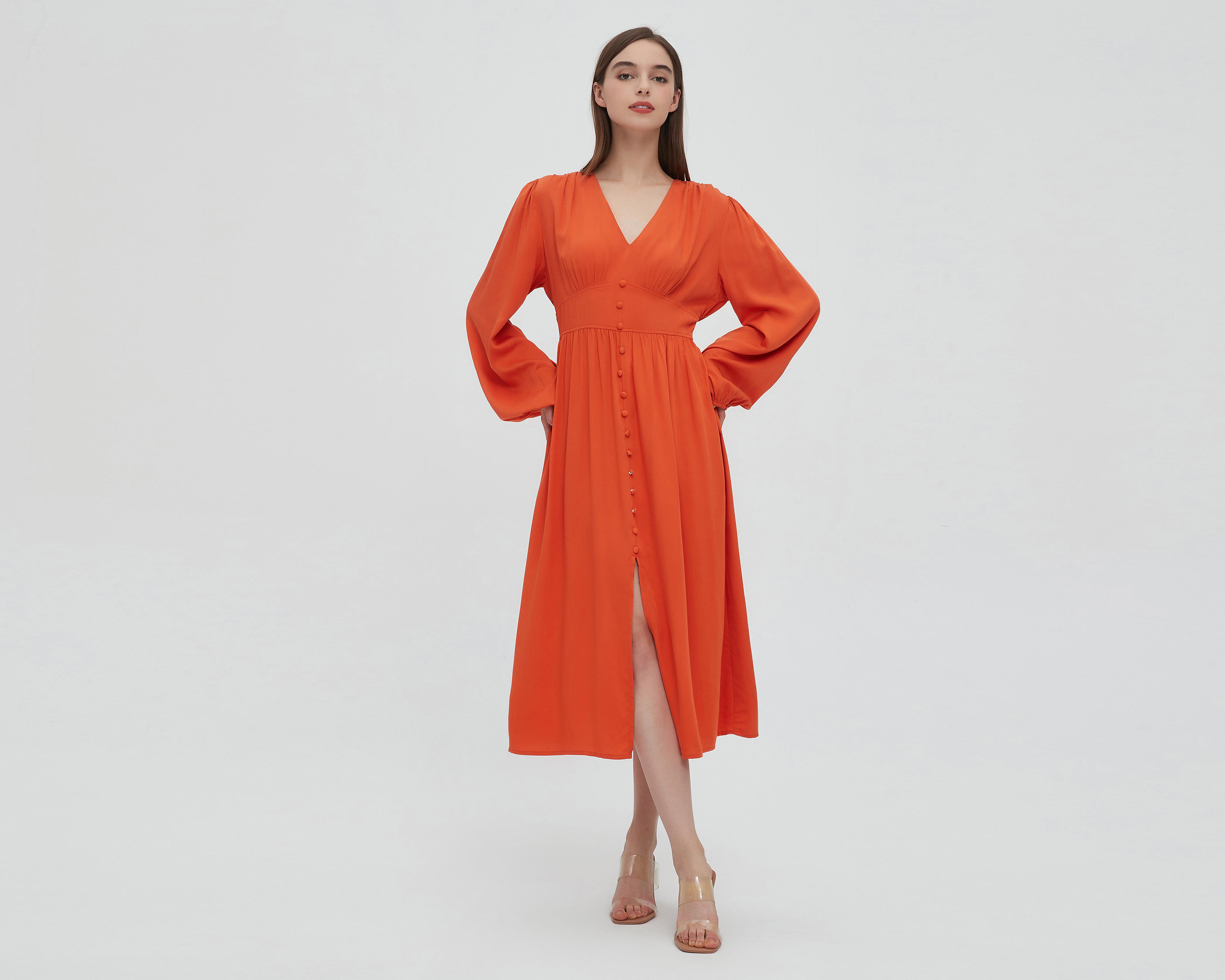 Vestido Sahara Casual Midi Anaranjado $519
