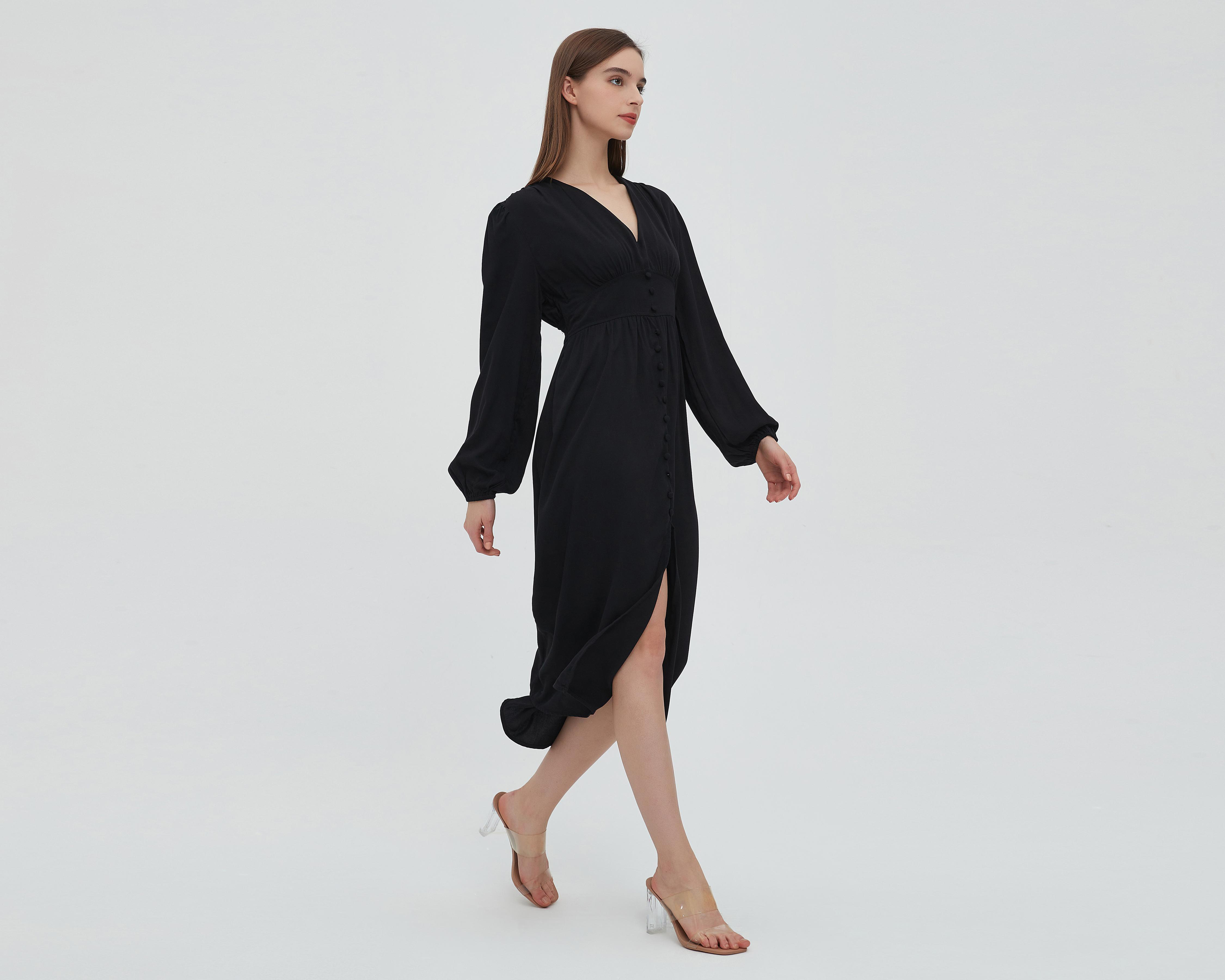Foto 3 pulgar | Vestido Sahara Casual Midi Negro