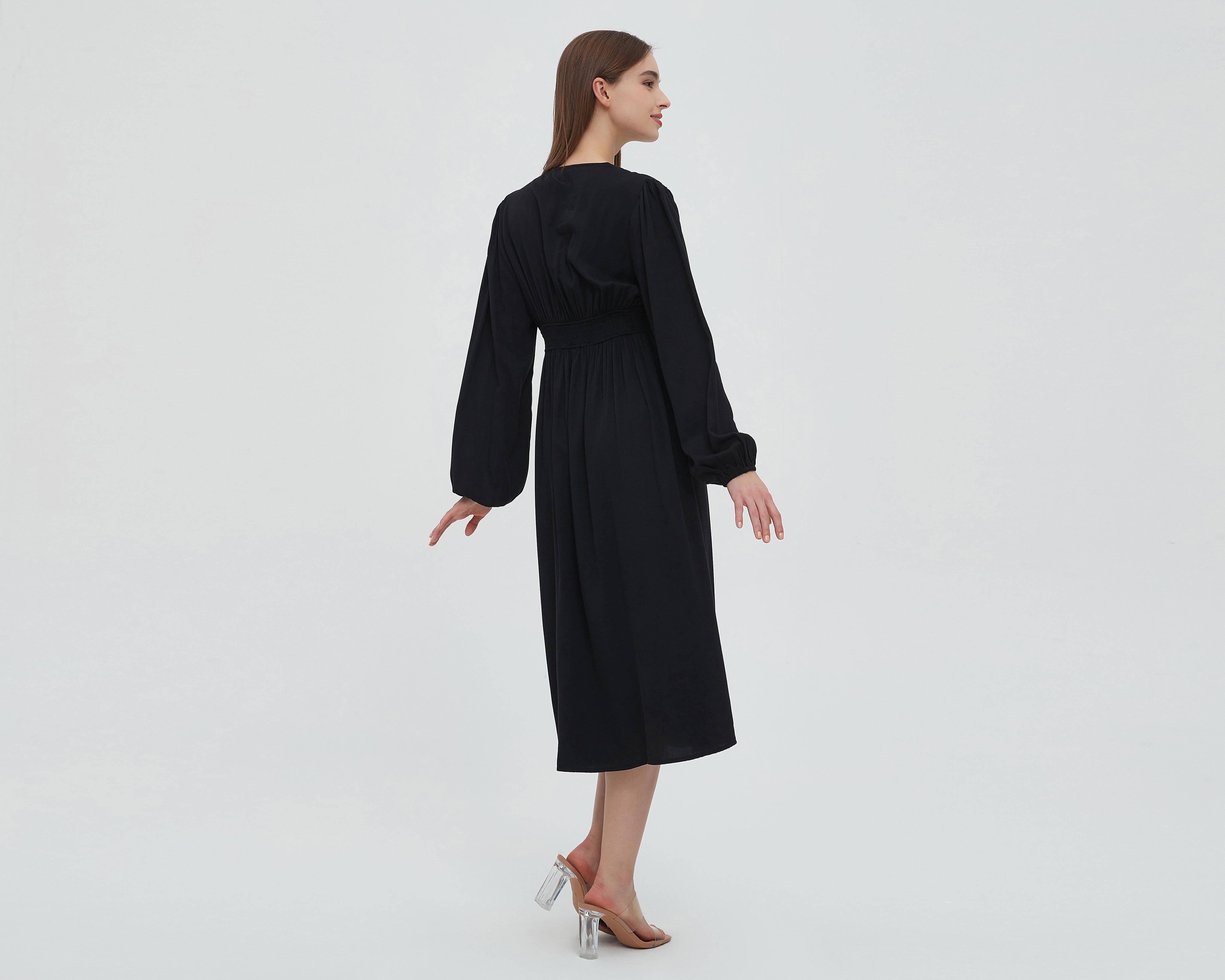 Foto 4 pulgar | Vestido Sahara Casual Midi Negro