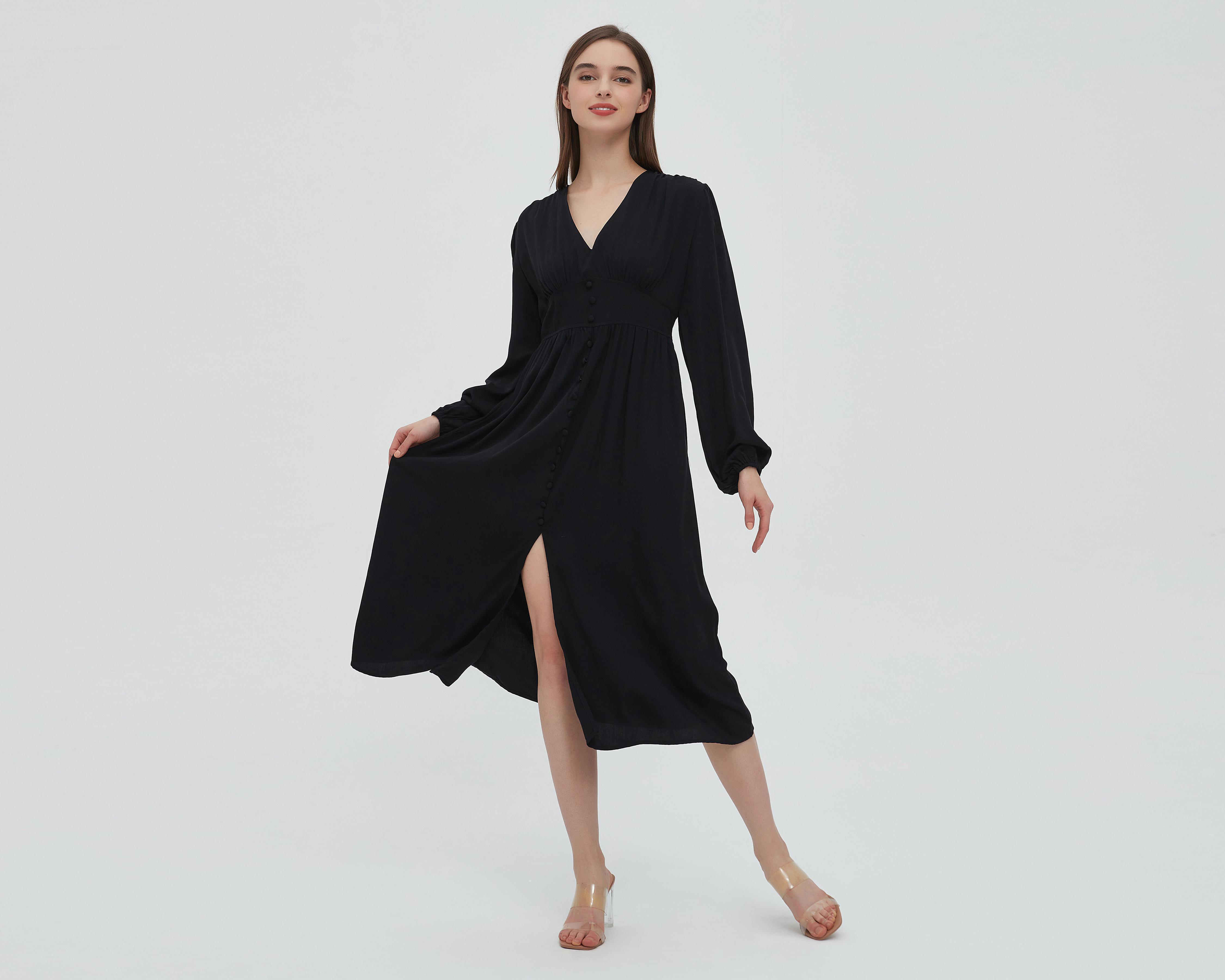 Foto 5 pulgar | Vestido Sahara Casual Midi Negro