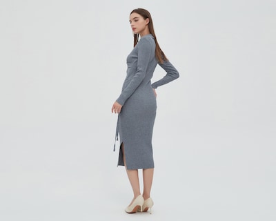 Foto 4 | Vestido Sahara Casual Manga Larga Gris