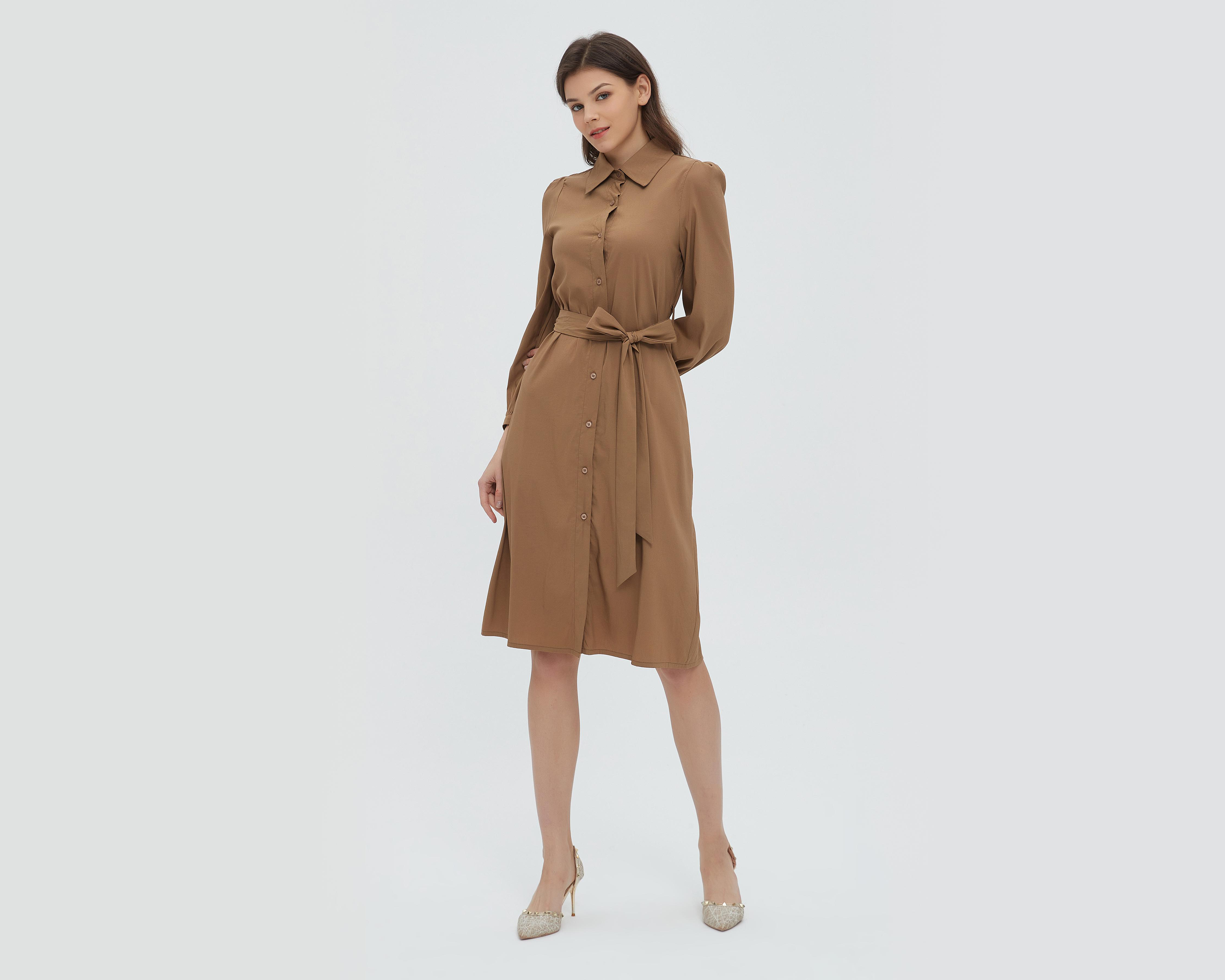 Foto 2 pulgar | Vestido Sahara Casual de Cuello Americano con Botones