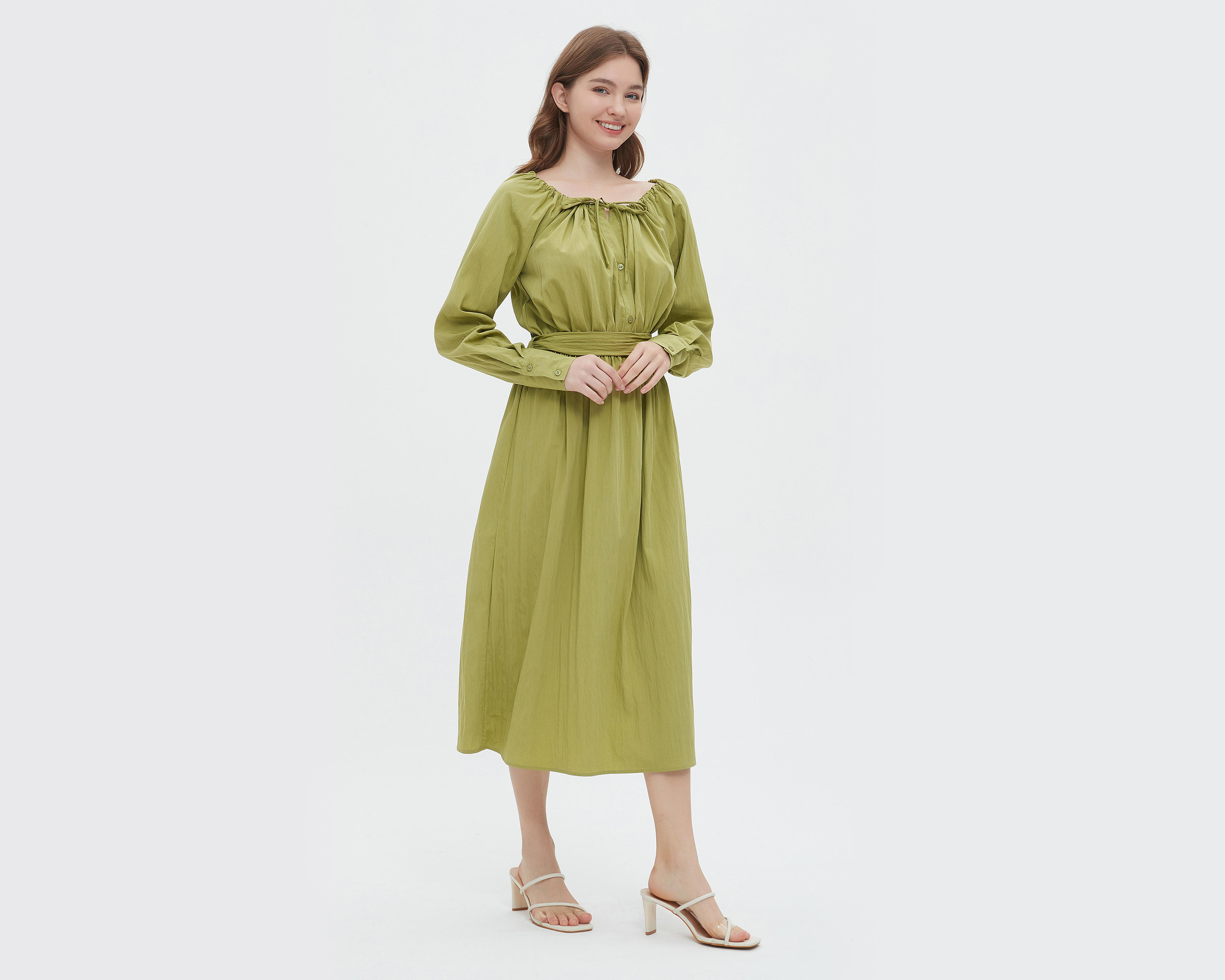 Foto 4 pulgar | Vestido Sahara Casual Midi Manga Larga