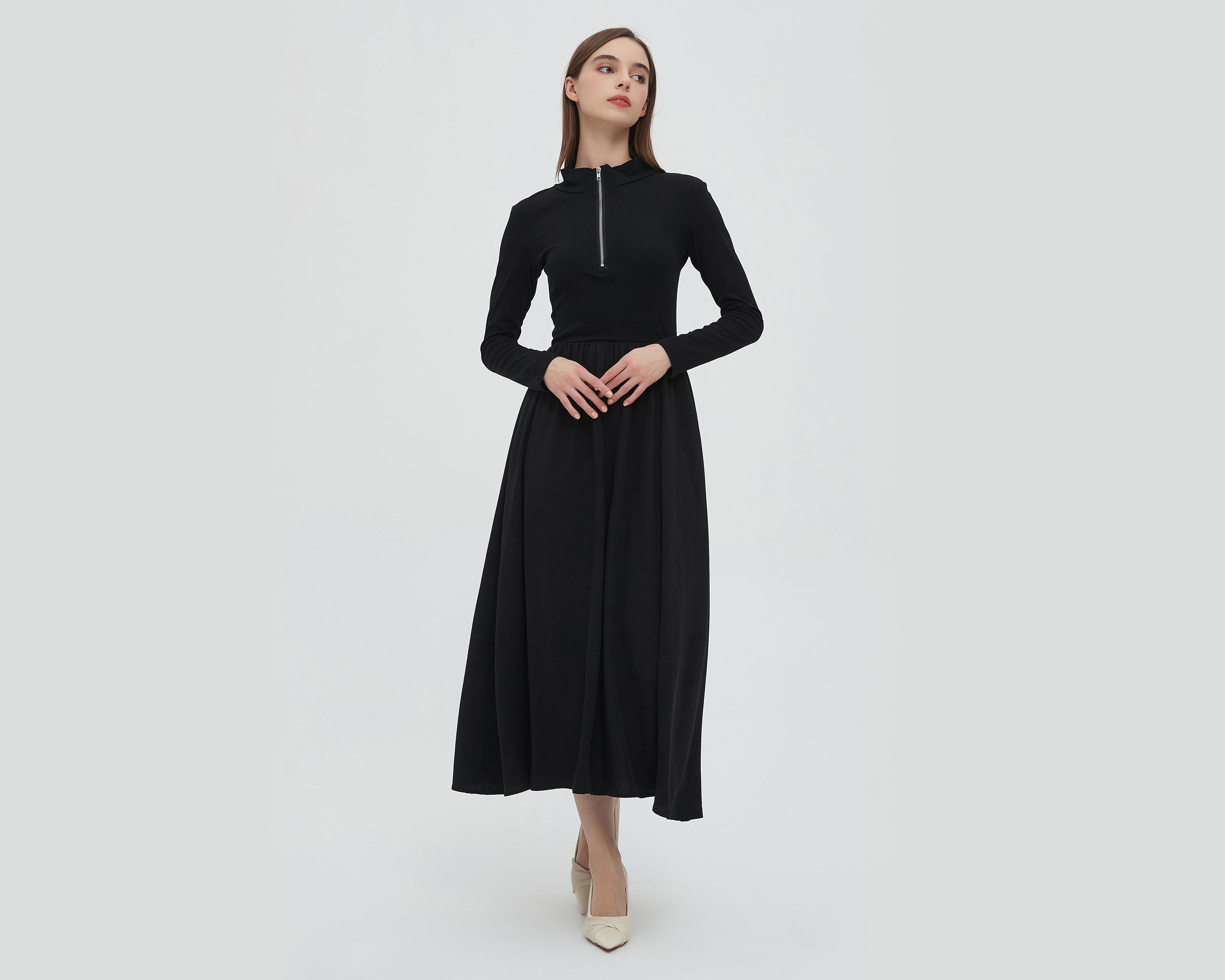 Foto 4 pulgar | Vestido Sahara Casual Midi Manga Larga