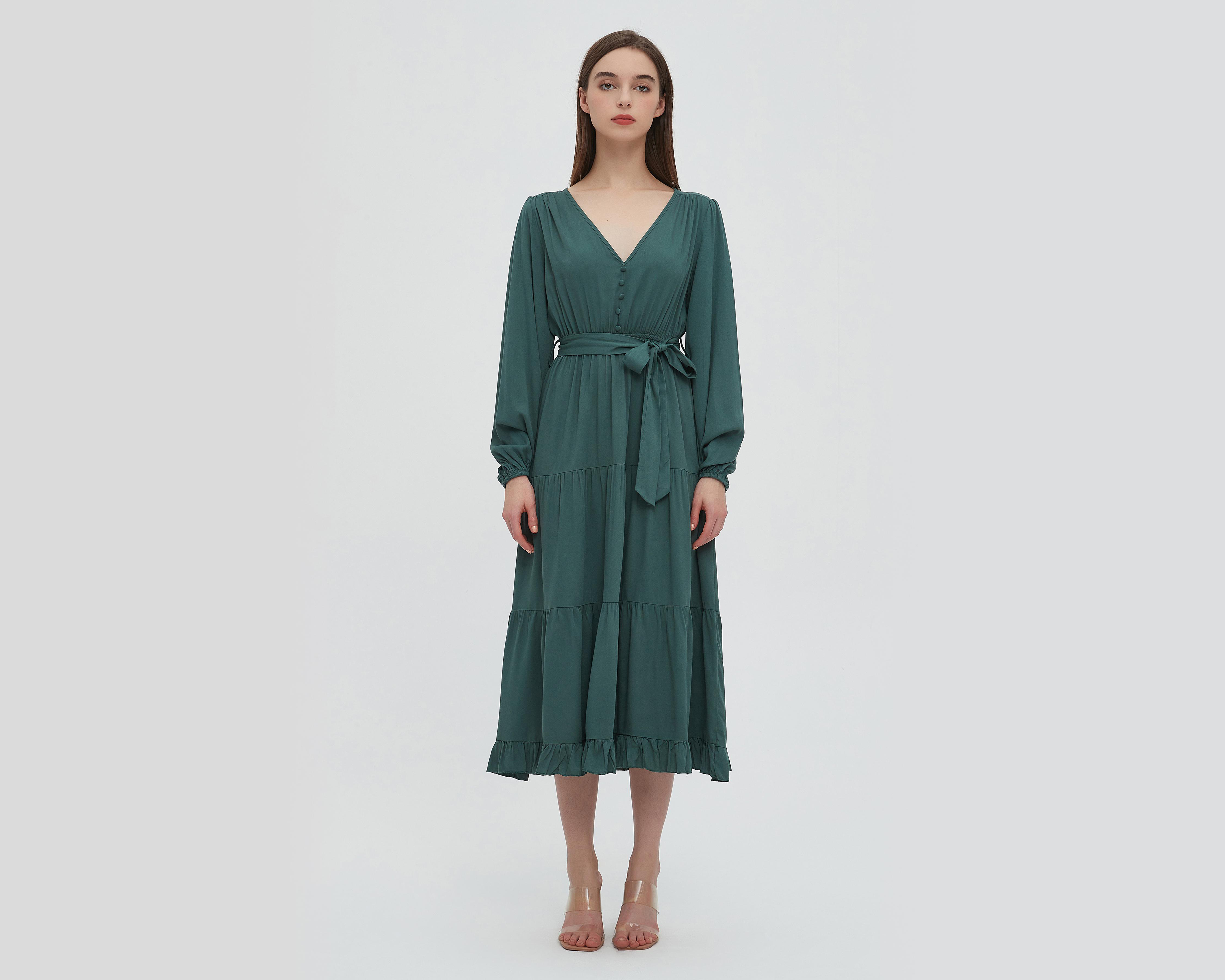 Vestido Sahara Casual Midi Verde $719