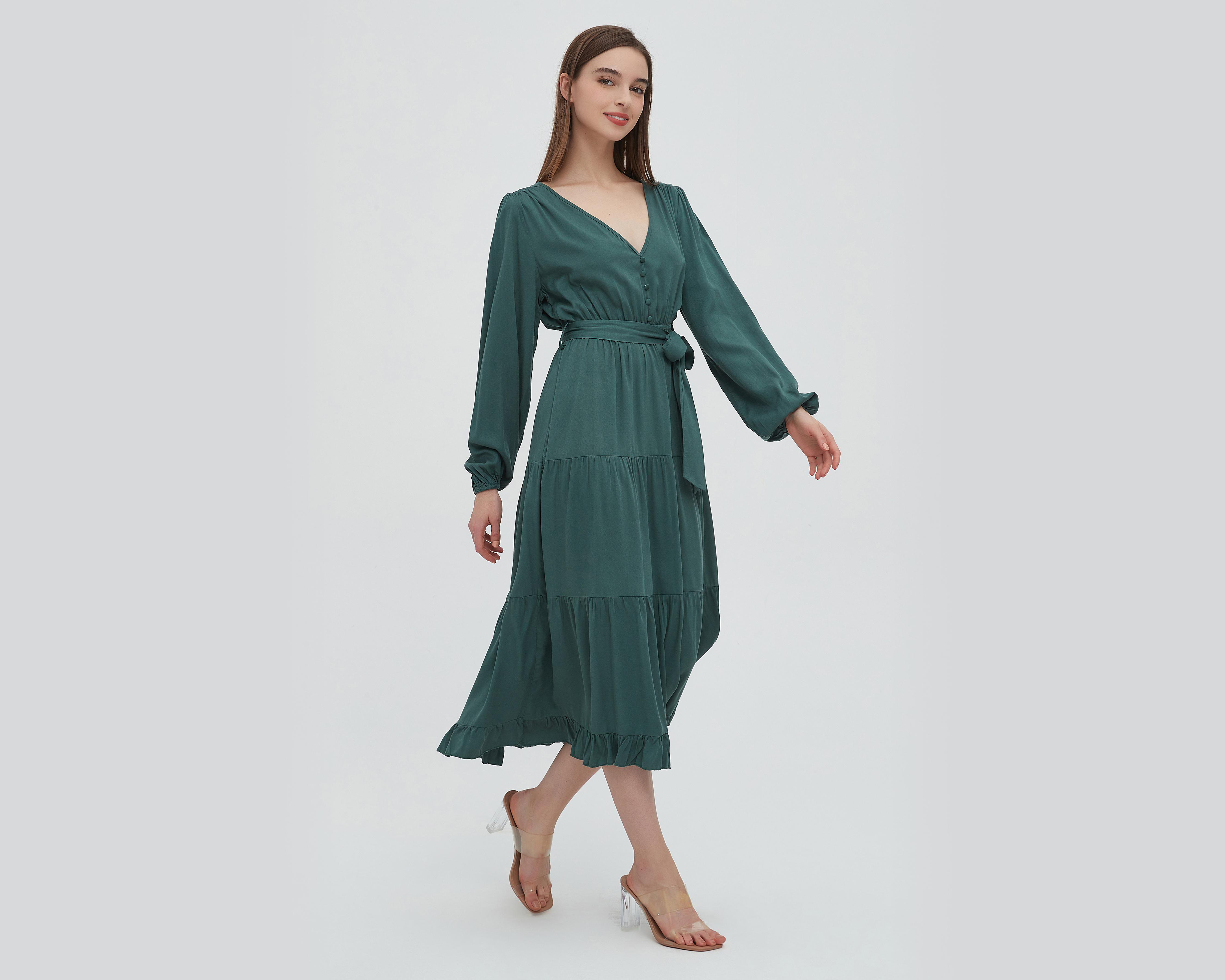 Foto 2 | Vestido Sahara Casual Midi Verde