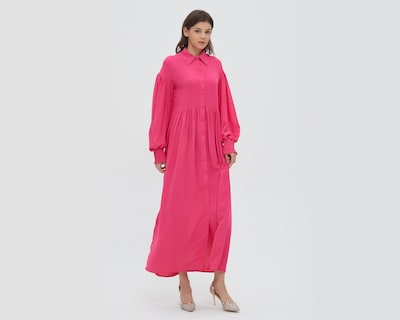 Foto 3 | Vestido Sahara Casual Largo Rosa Manga Larga