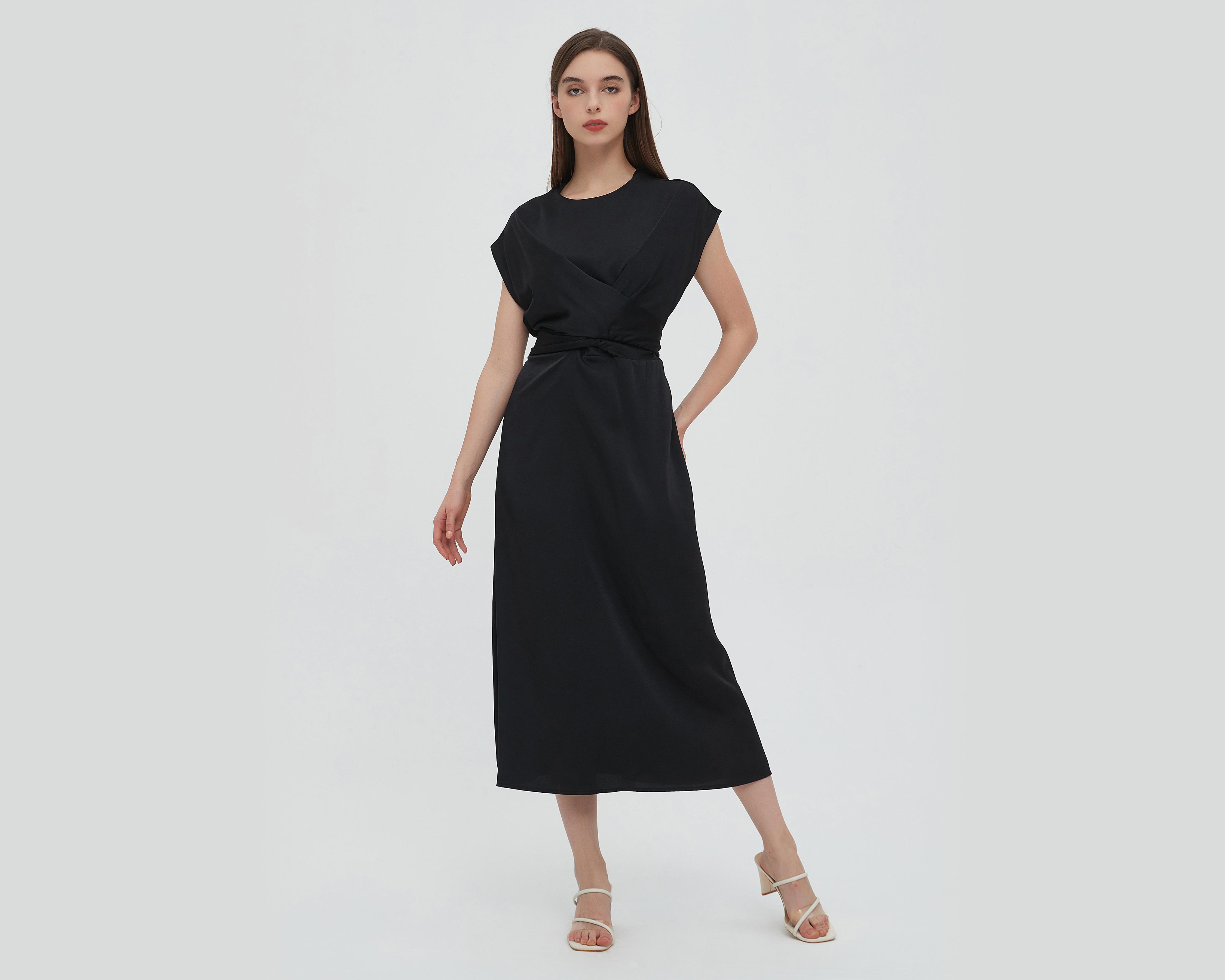 Foto 2 pulgar | Vestido Sahara Casual Midi Negro
