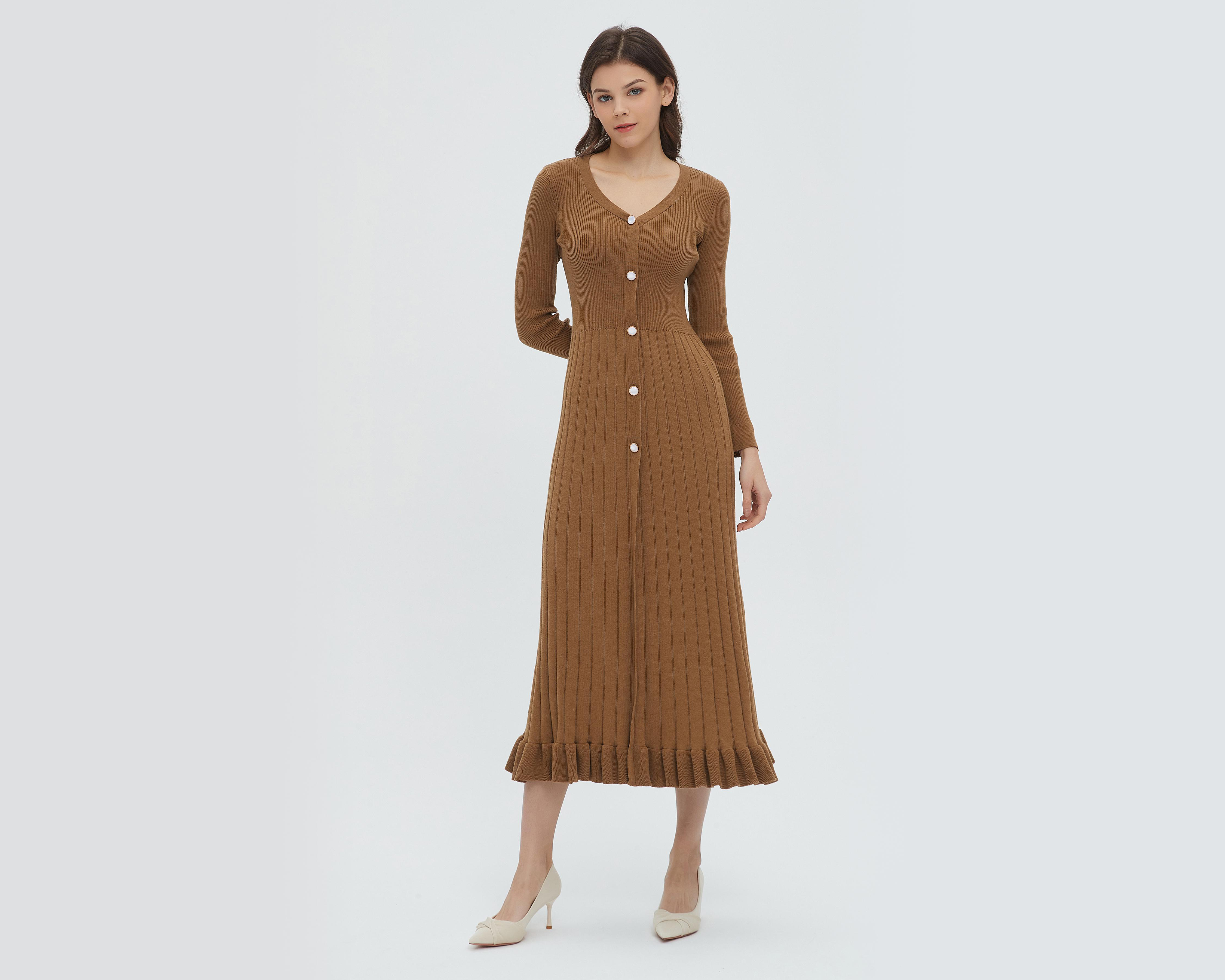 Vestido Sahara Casual Midi Manga Larga