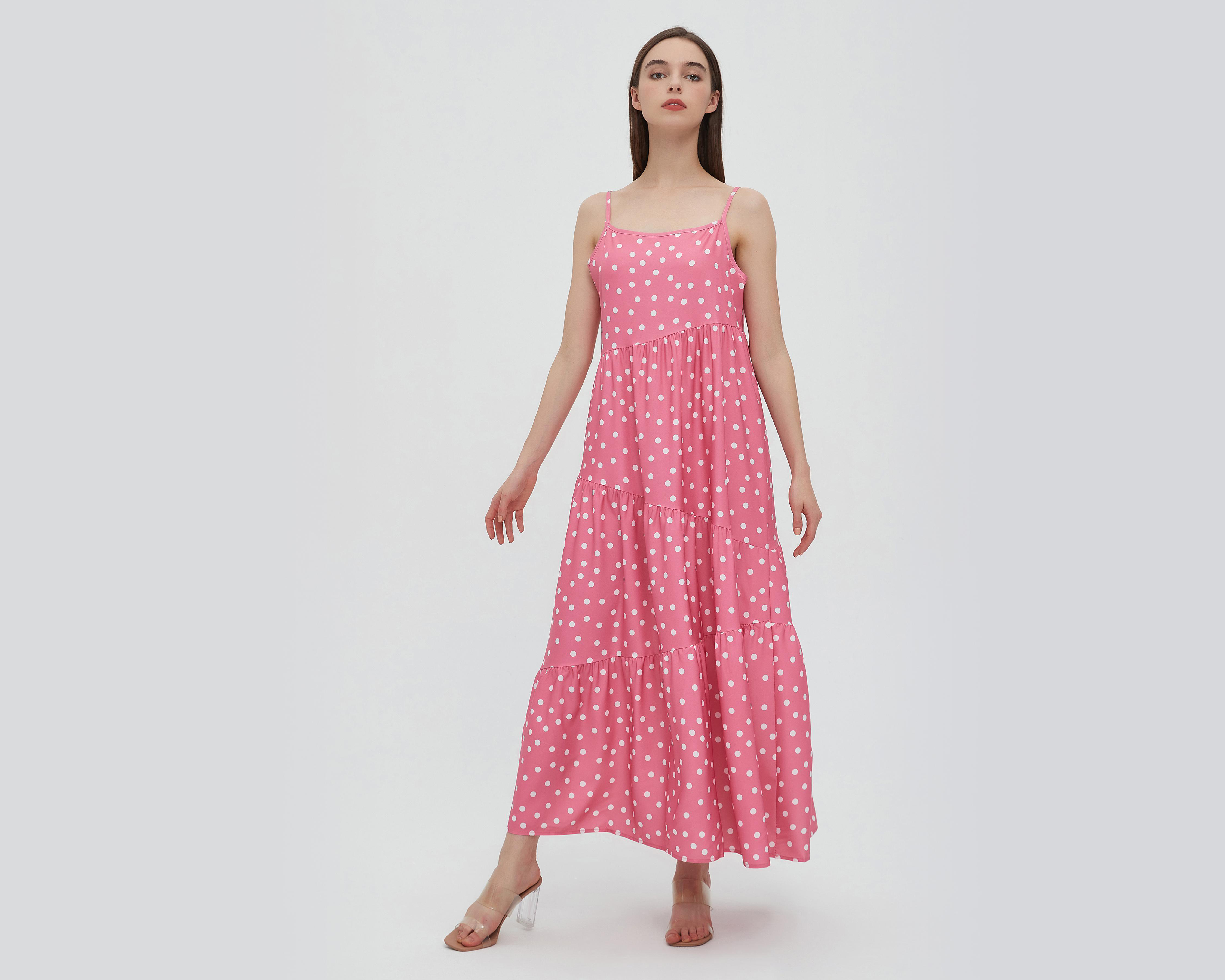 Vestido Sahara Casual Largo con Estampado de Puntos $479