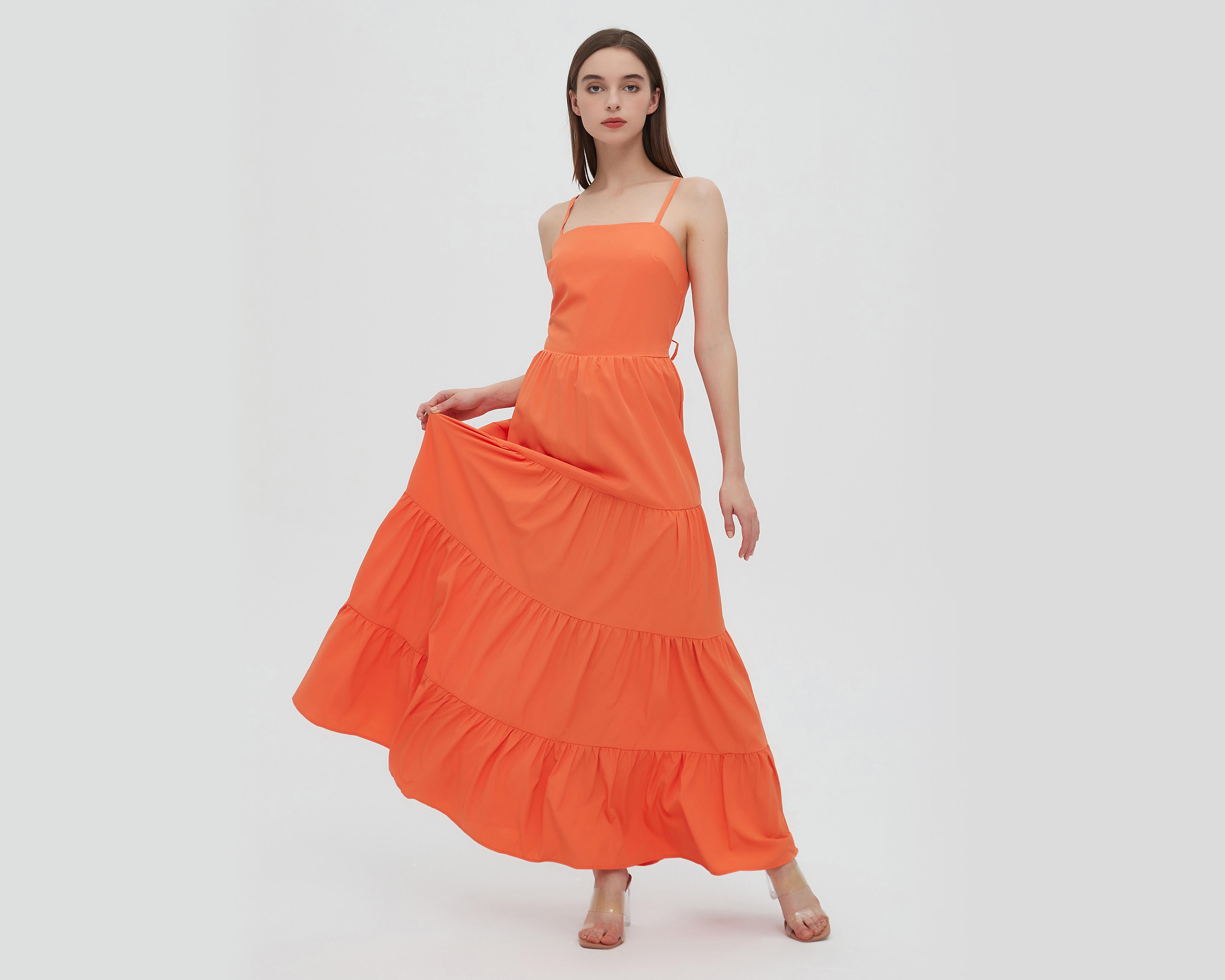 Foto 2 | Vestido Sahara Casual Largo Anaranjado