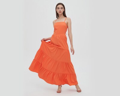 Foto 2 | Vestido Sahara Casual Largo Anaranjado