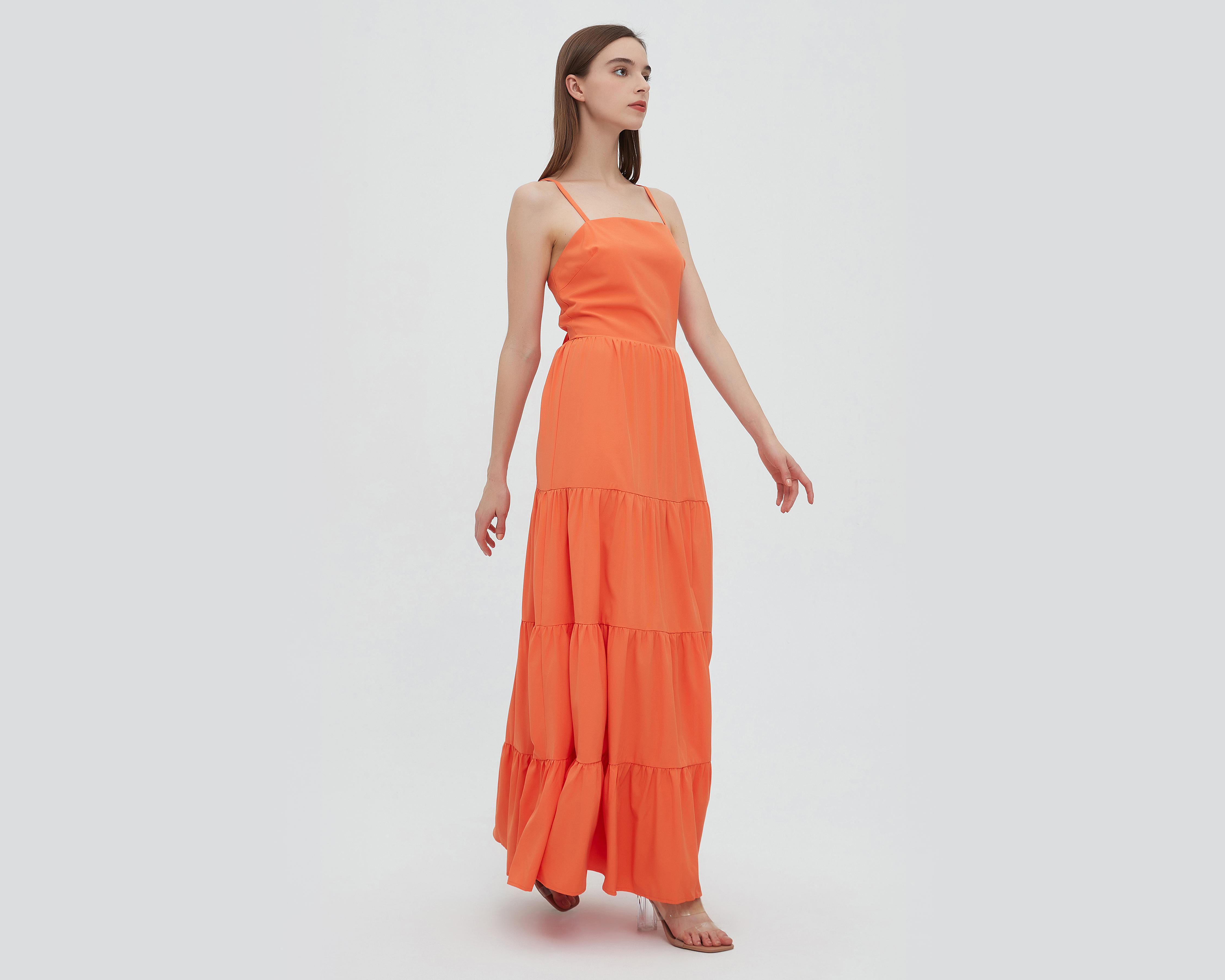 Foto 4 pulgar | Vestido Sahara Casual Largo Anaranjado