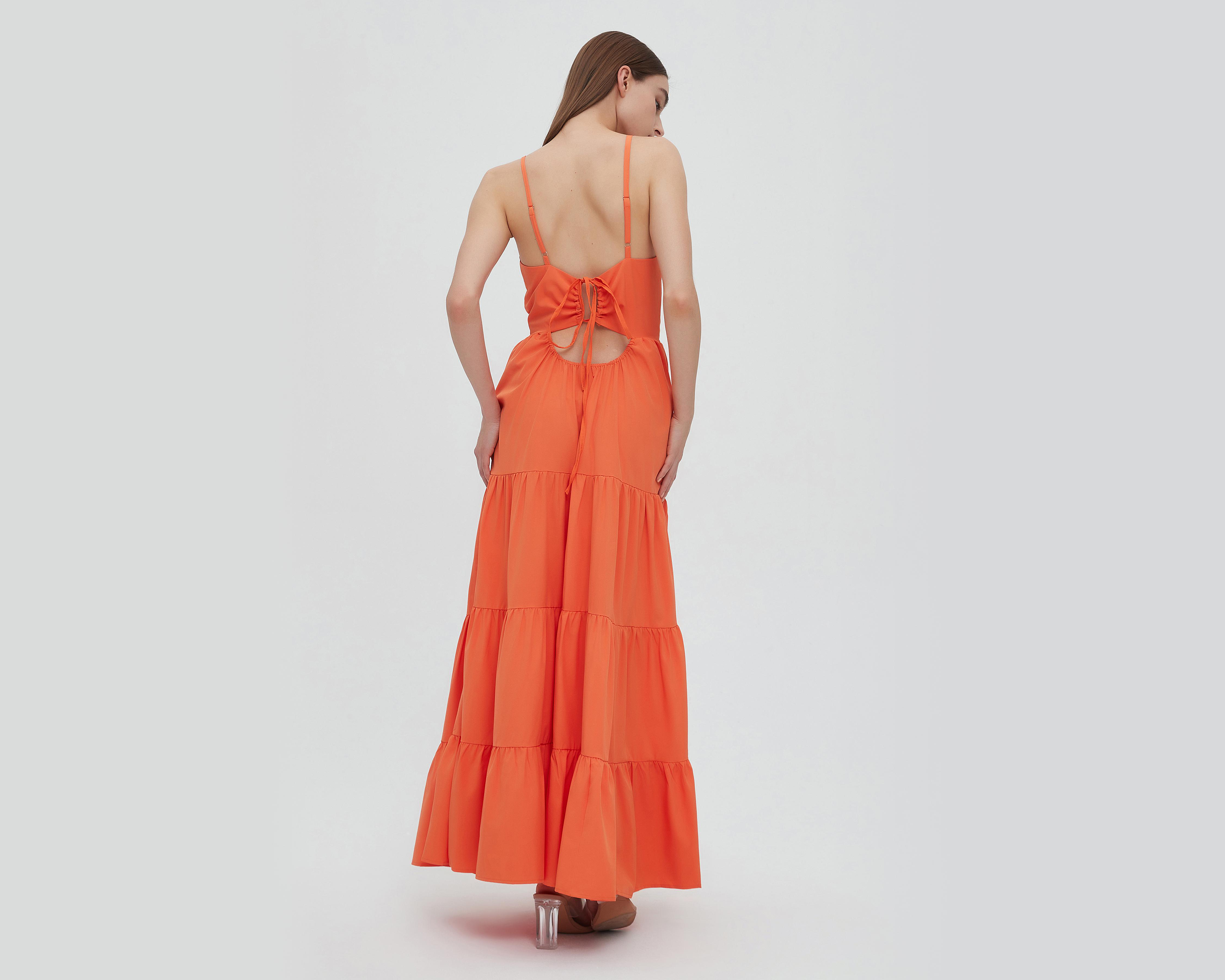 Foto 5 pulgar | Vestido Sahara Casual Largo Anaranjado
