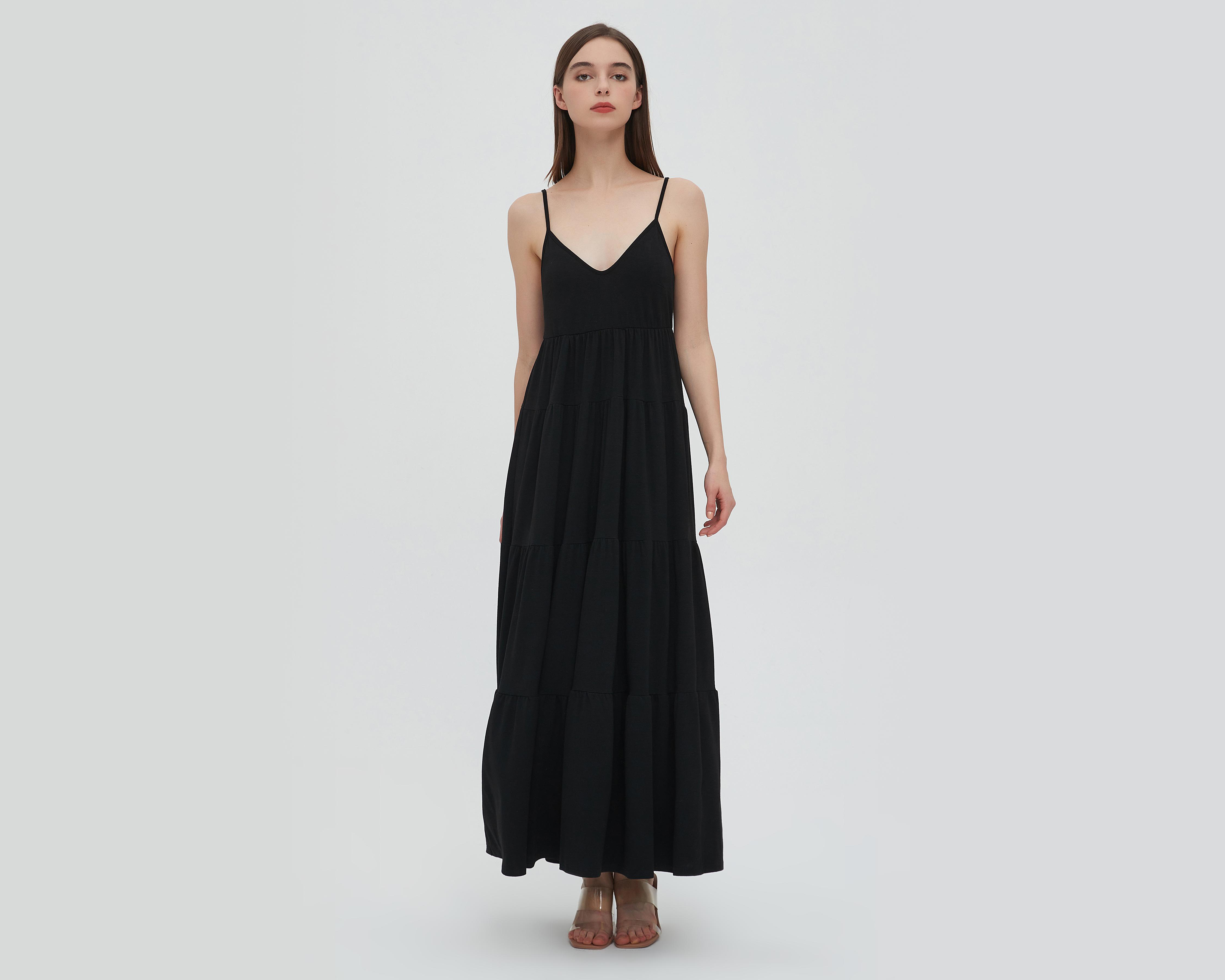 Vestido Sahara Casual Largo de Tirantes con Escote V $519
