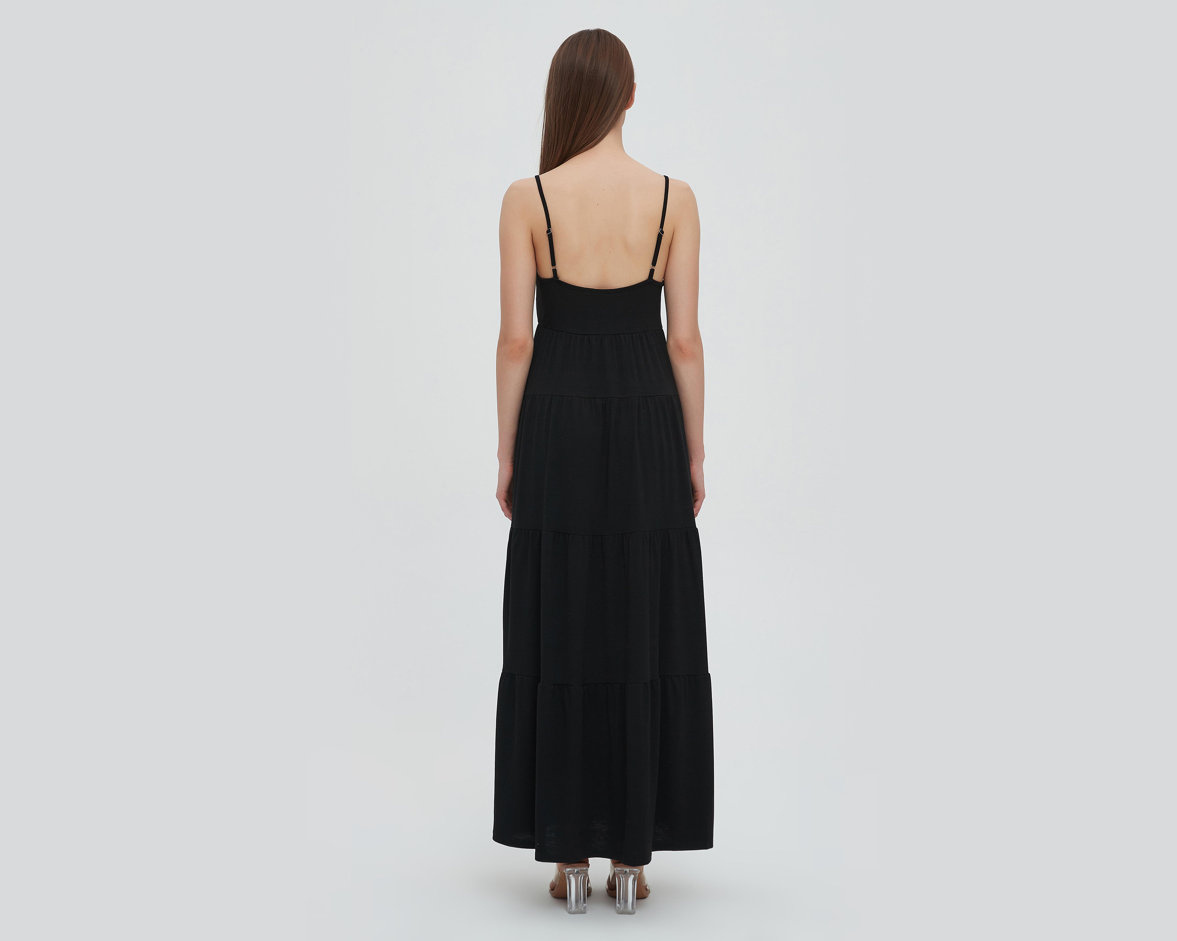 Foto 4 pulgar | Vestido Sahara Casual Largo de Tirantes con Escote V