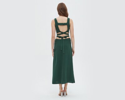 Foto 3 | Vestido Sahara Casual Verde con Aberturas