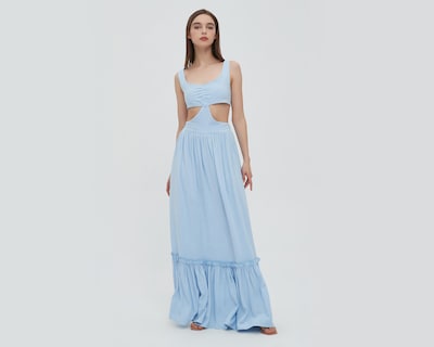 Foto 1 | Vestido Sahara Casual Azul Largo con Aberturas
