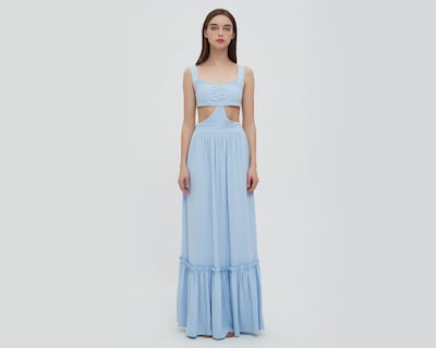 Foto 2 | Vestido Sahara Casual Azul Largo con Aberturas