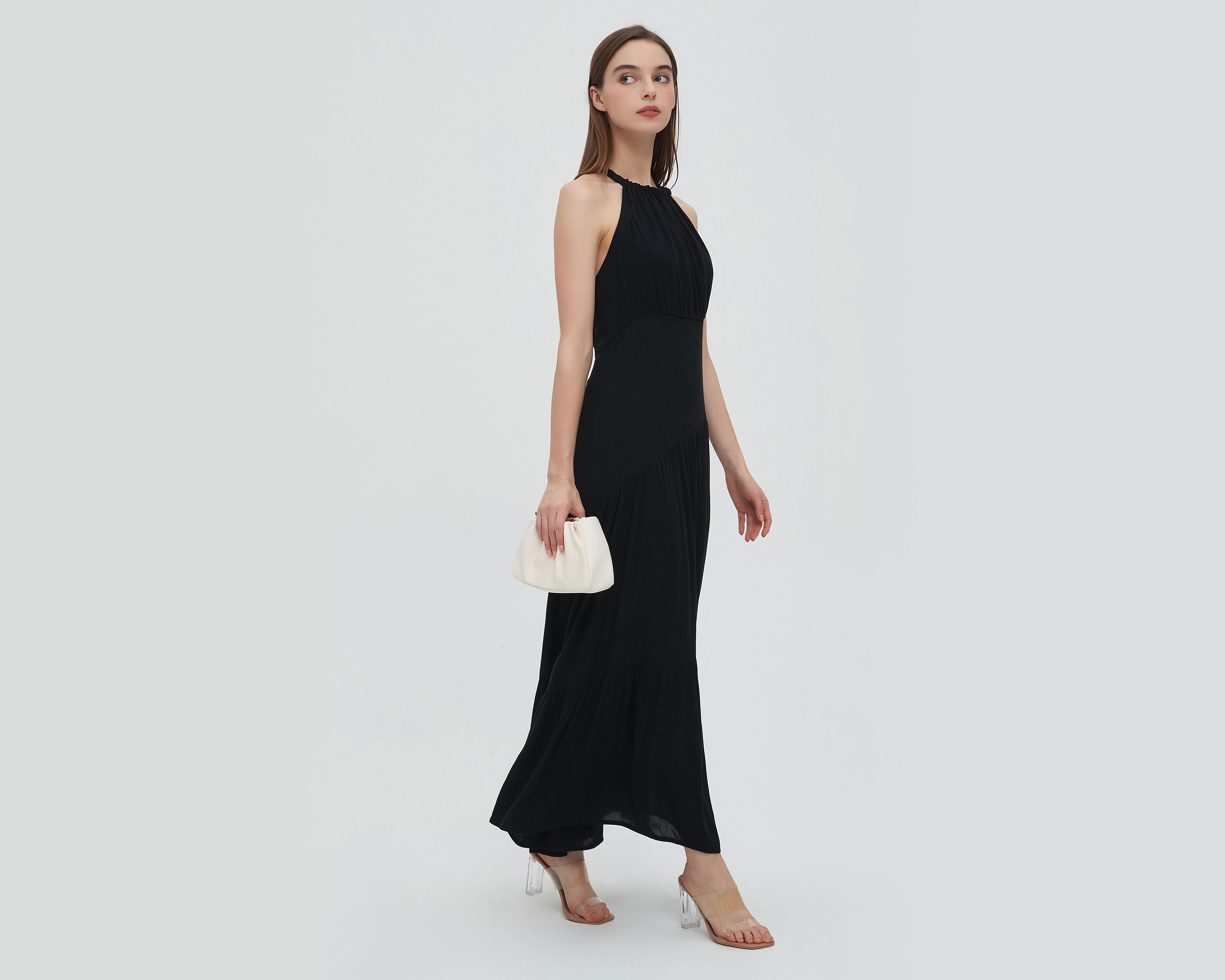 Foto 4 pulgar | Vestido Sahara Casual Largo con Cuello Halter