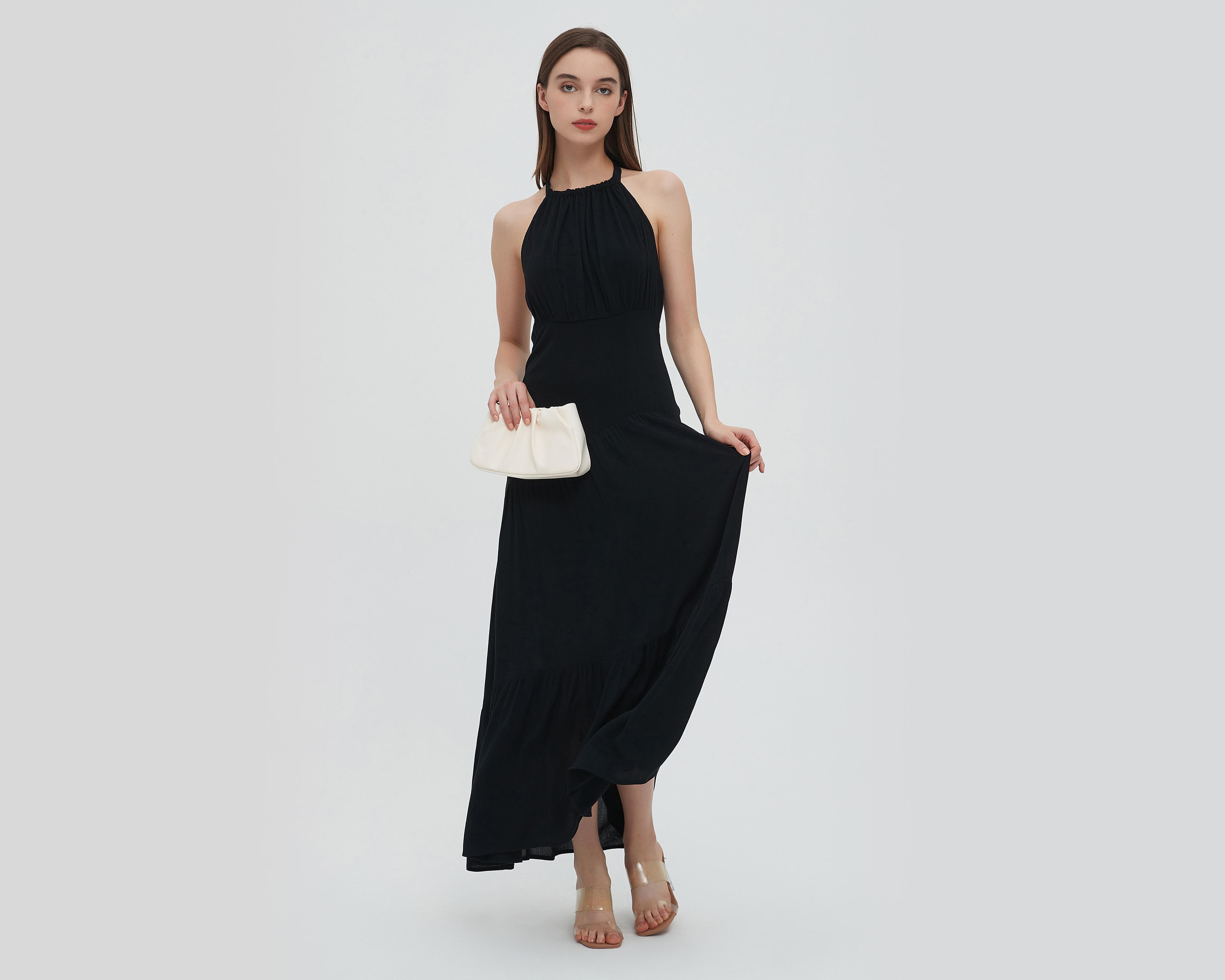 Foto 5 pulgar | Vestido Sahara Casual Largo con Cuello Halter