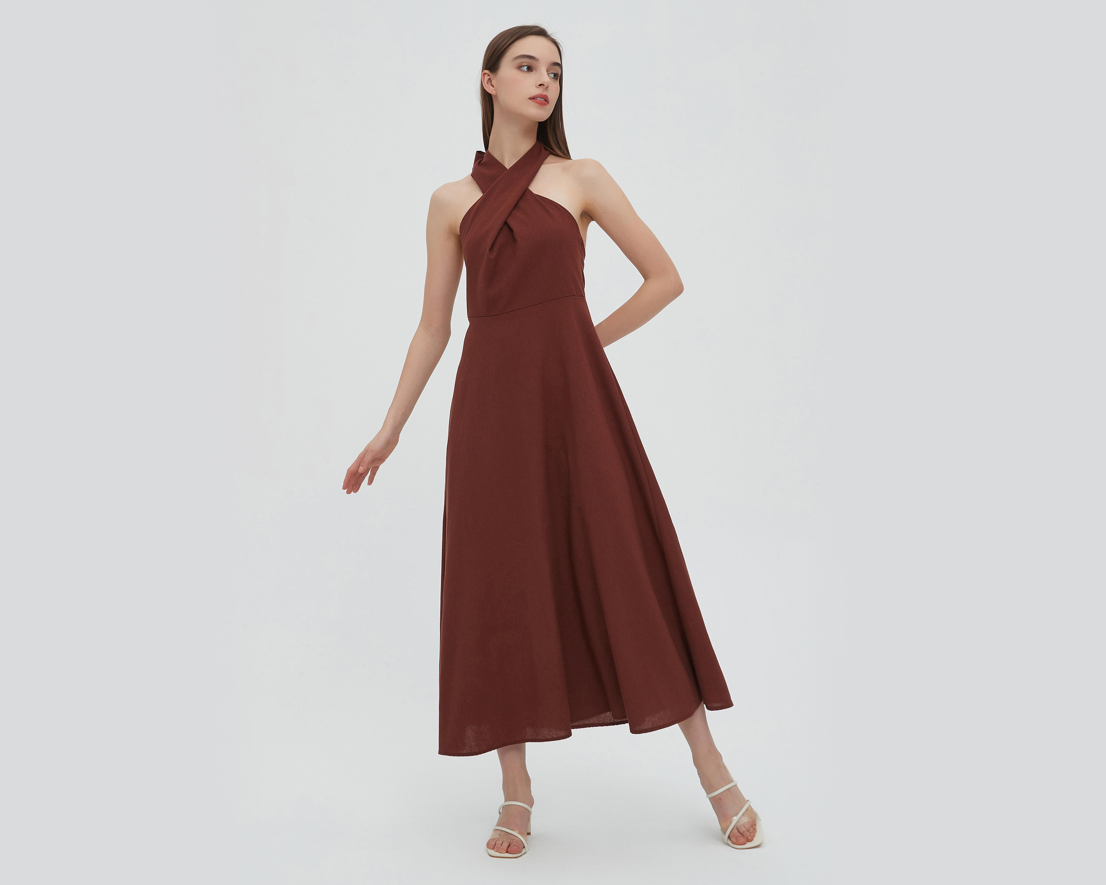 Vestido Sahara Casual Escote Cruzado y Escote en la Espalda $479