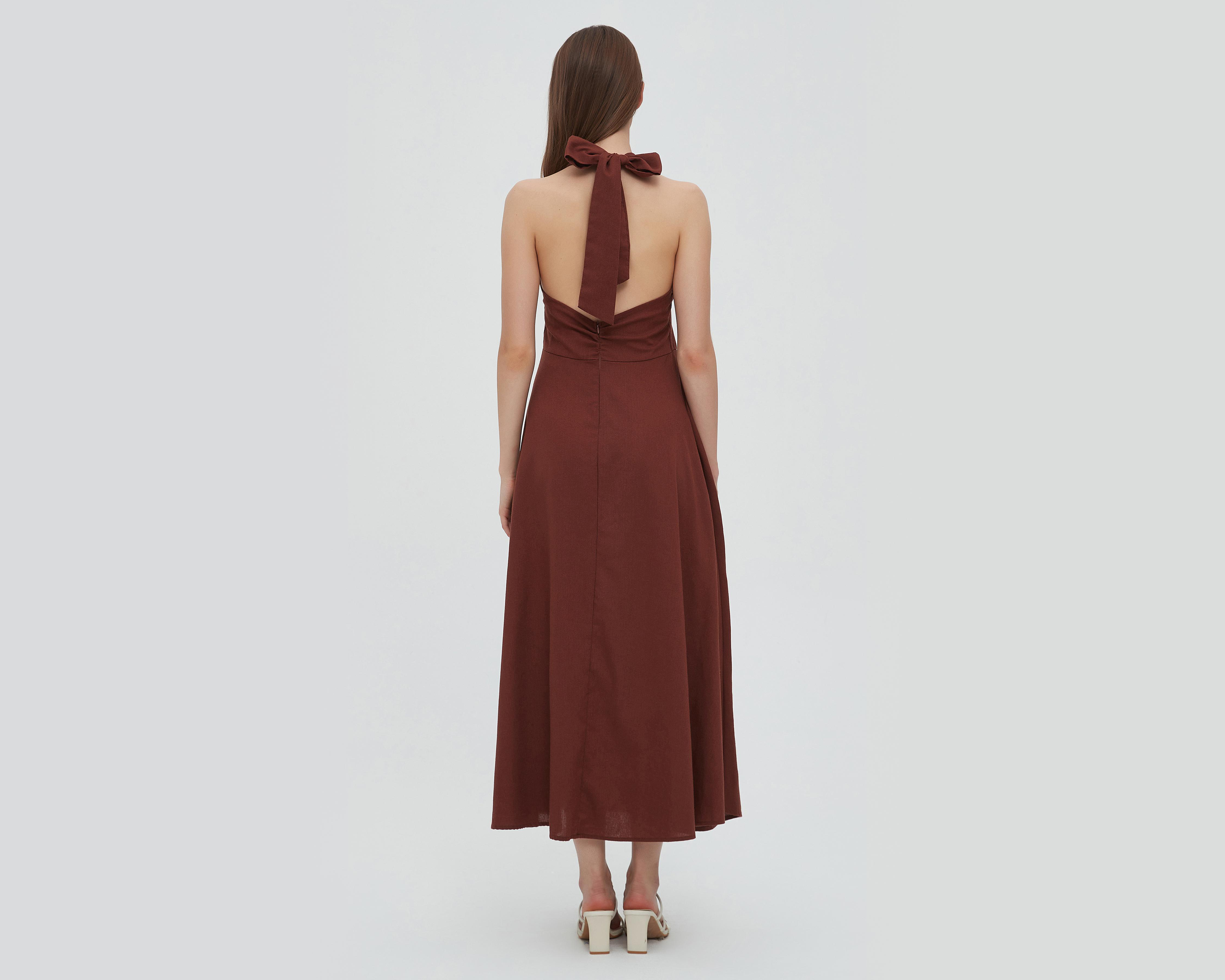 Foto 4 pulgar | Vestido Sahara Casual Escote Cruzado y Escote en la Espalda