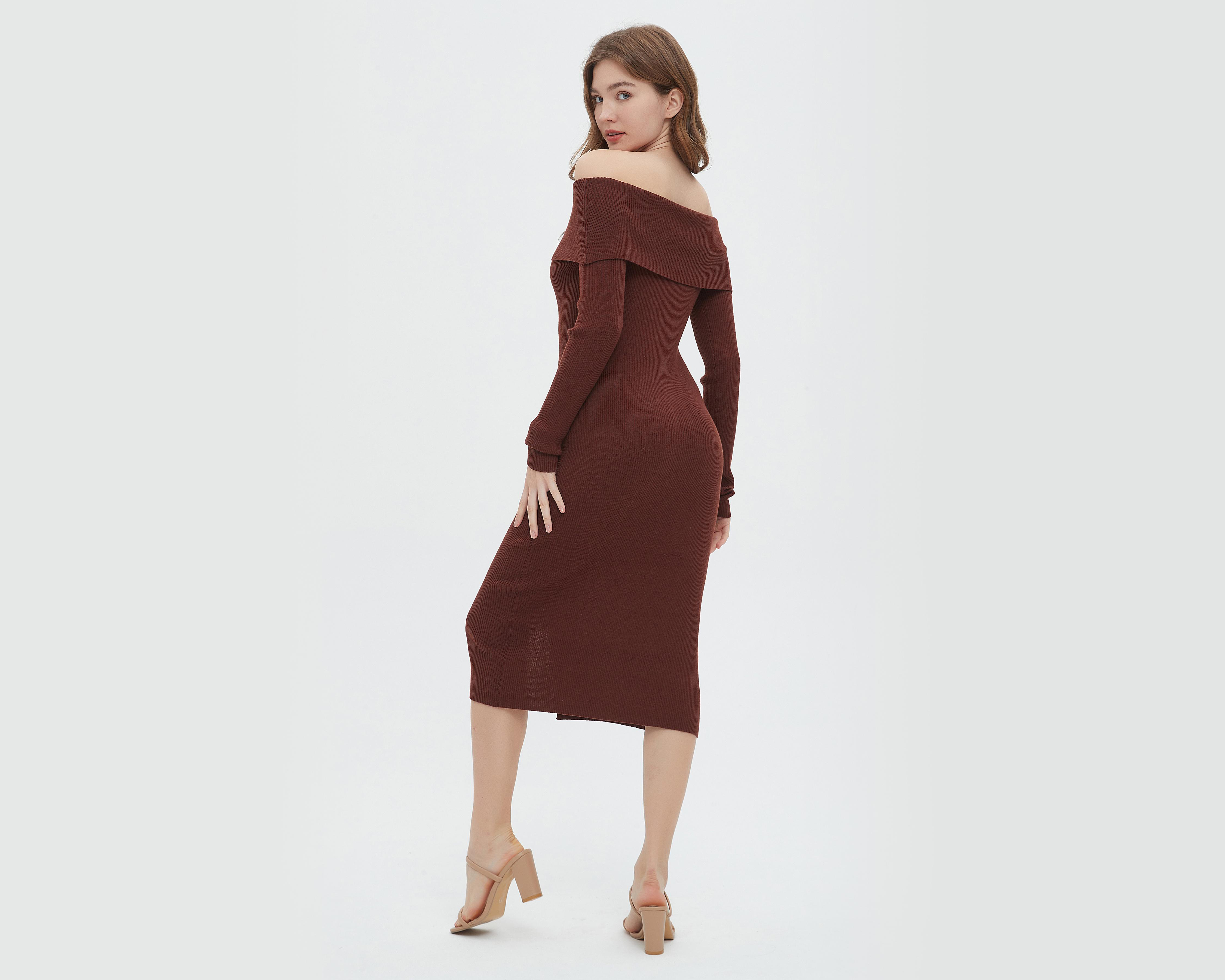 Foto 4 pulgar | Vestido Sahara Casual con Hombros Descubiertos y Abertura