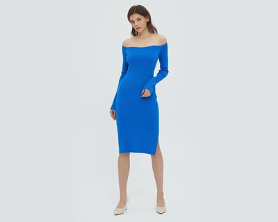 Foto 4 | Vestido Sahara Casual Azul con Manga Larga y Abertura