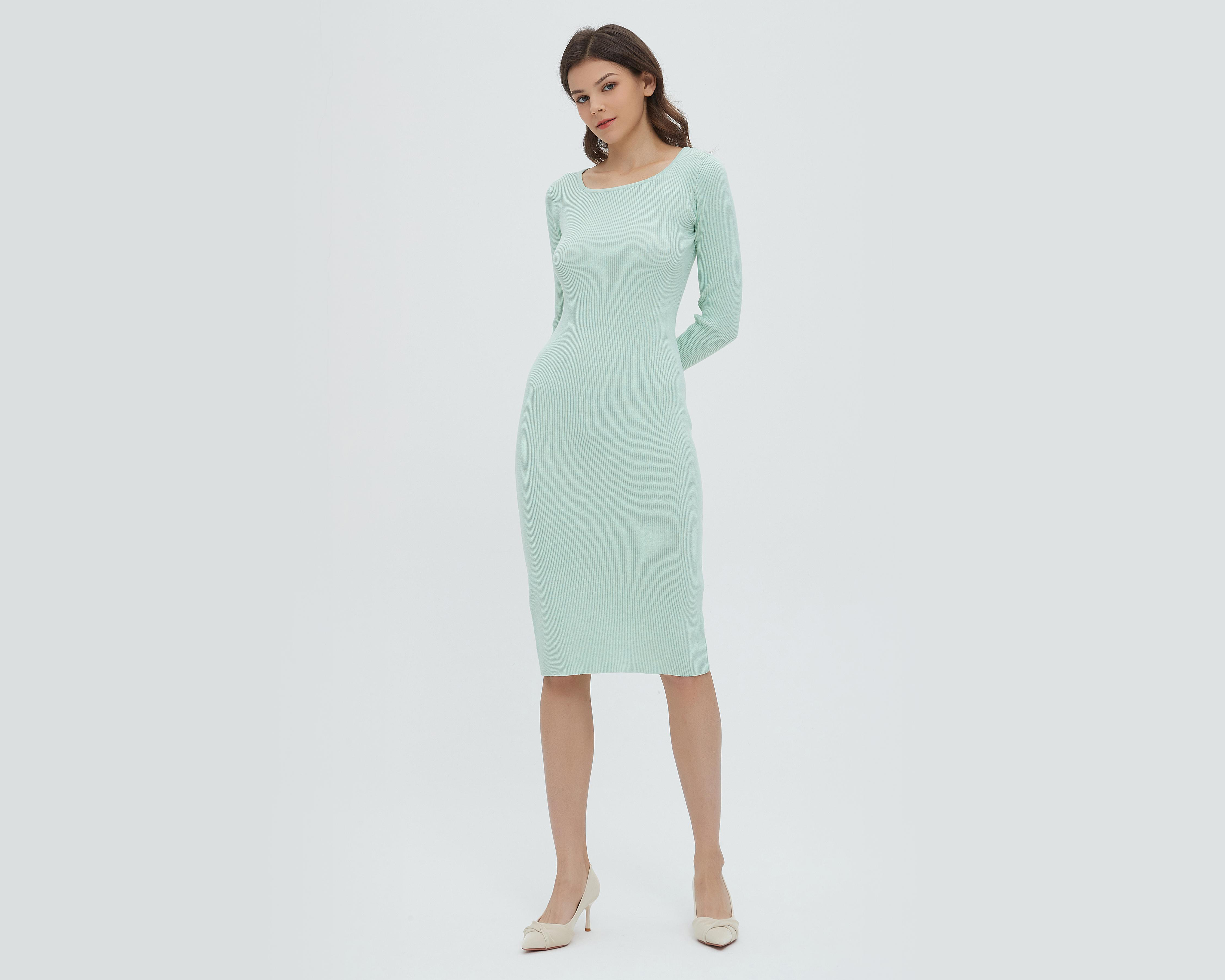 Foto 4 pulgar | Vestido Sahara Casual Menta con Manga Larga