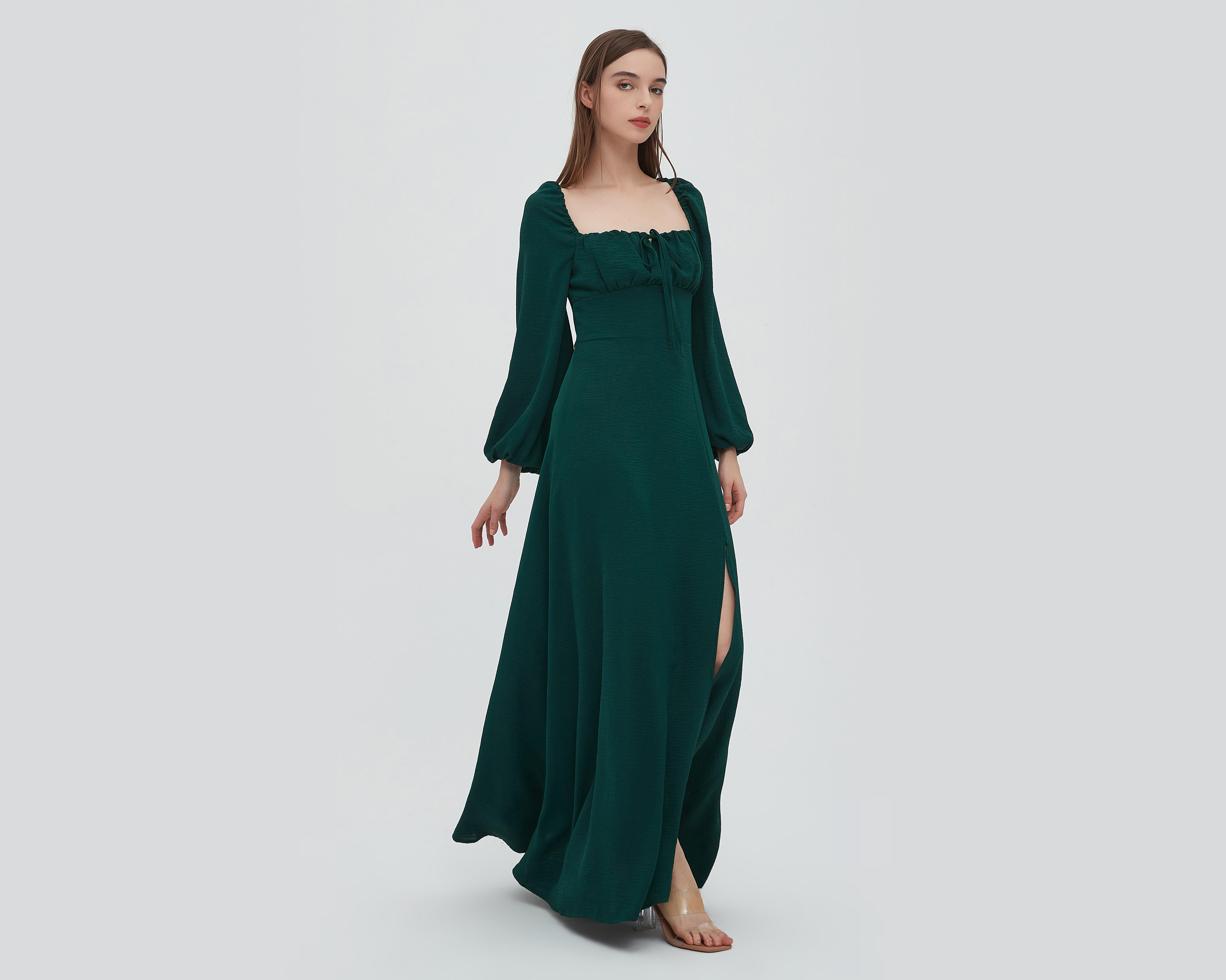 Foto 2 | Vestido Sahara Casual Verde Largo con Abertura