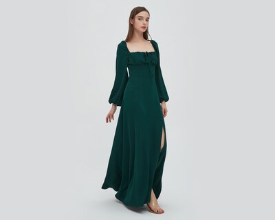 Foto 2 | Vestido Sahara Casual Verde Largo con Abertura