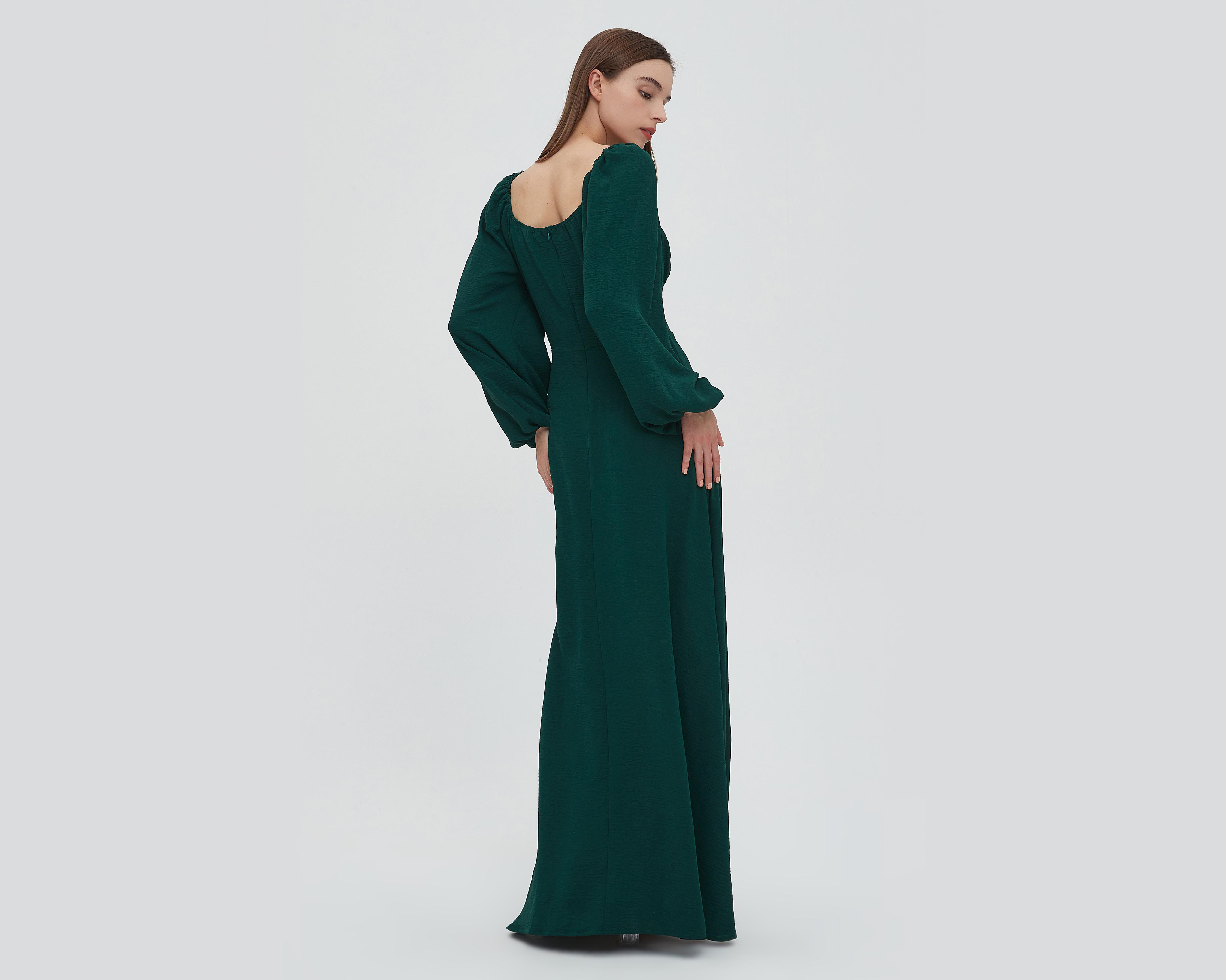 Foto 4 pulgar | Vestido Sahara Casual Verde Largo con Abertura