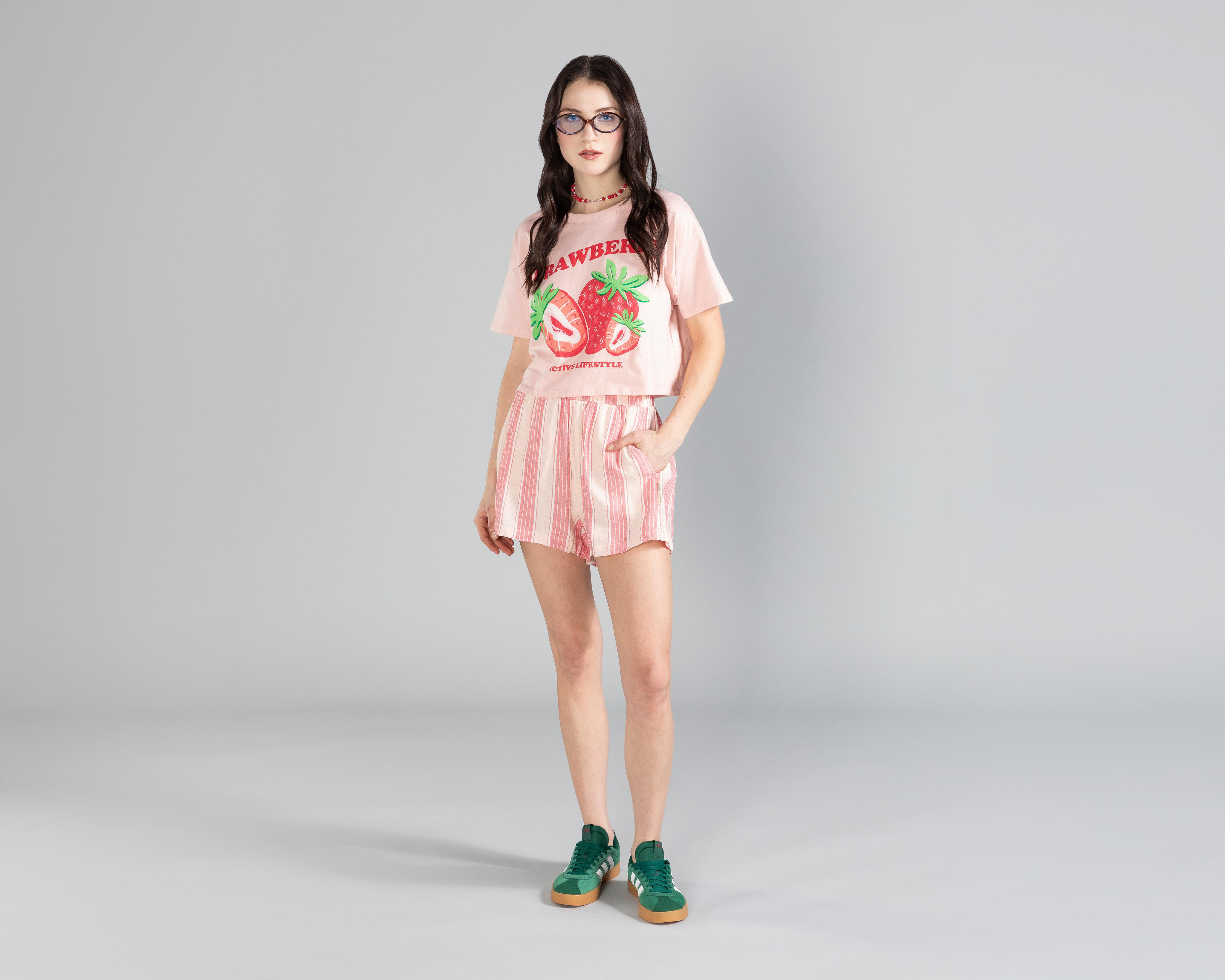 Foto 2 pulgar | Playera Strona Print Fresas Juvenil