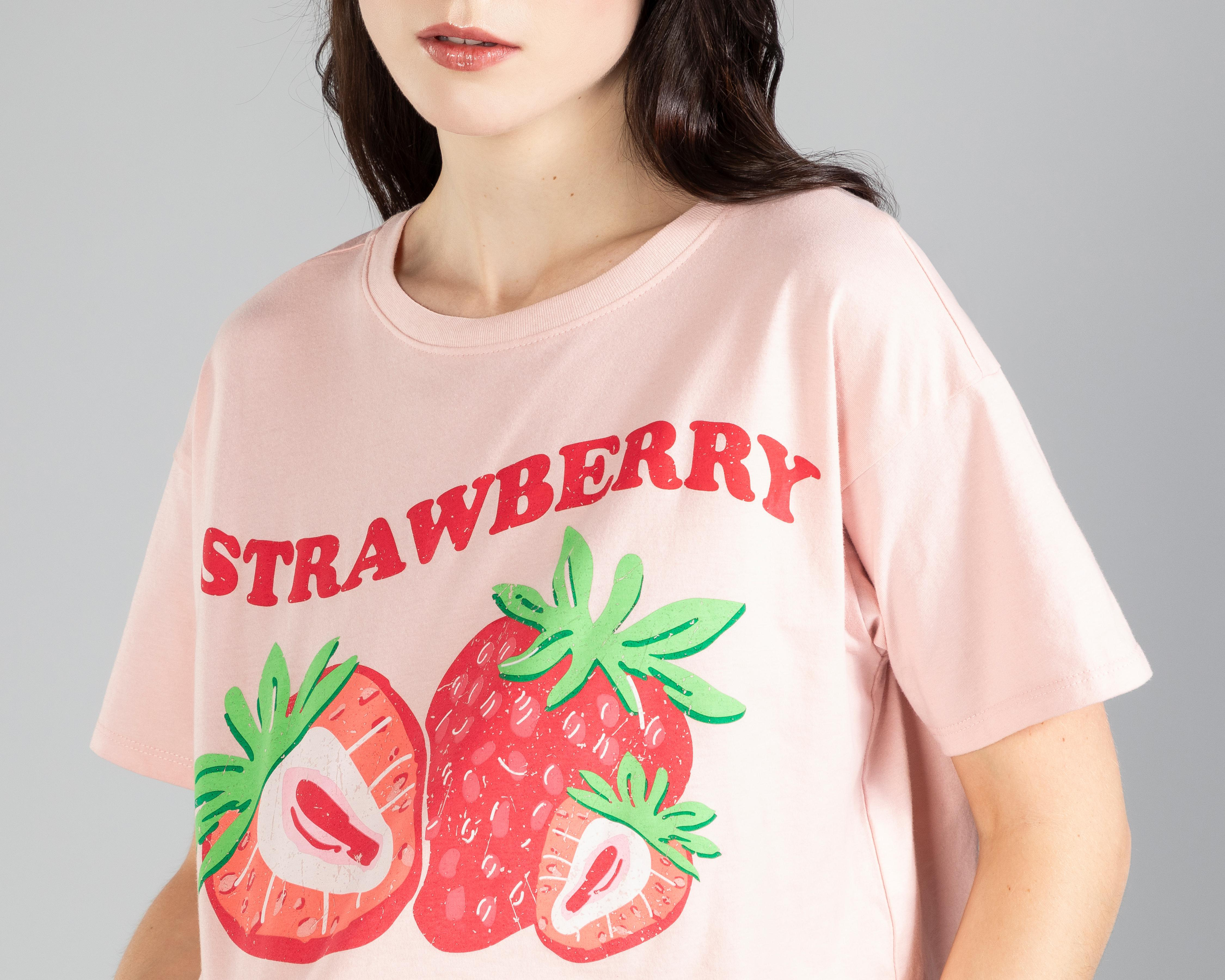 Foto 5 pulgar | Playera Strona Print Fresas Juvenil