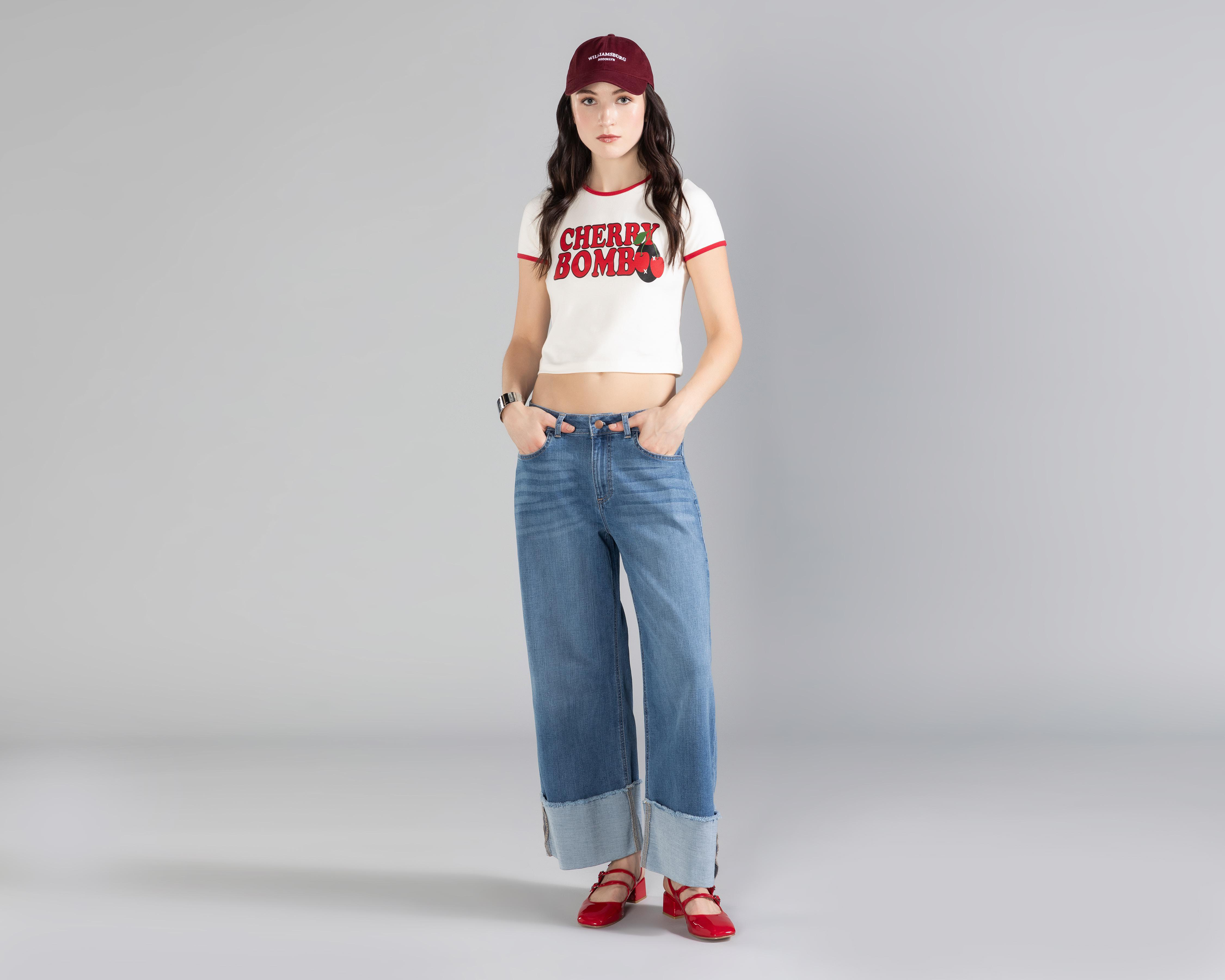 Foto 2 pulgar | Jeans Wide Leg Strona para Mujer