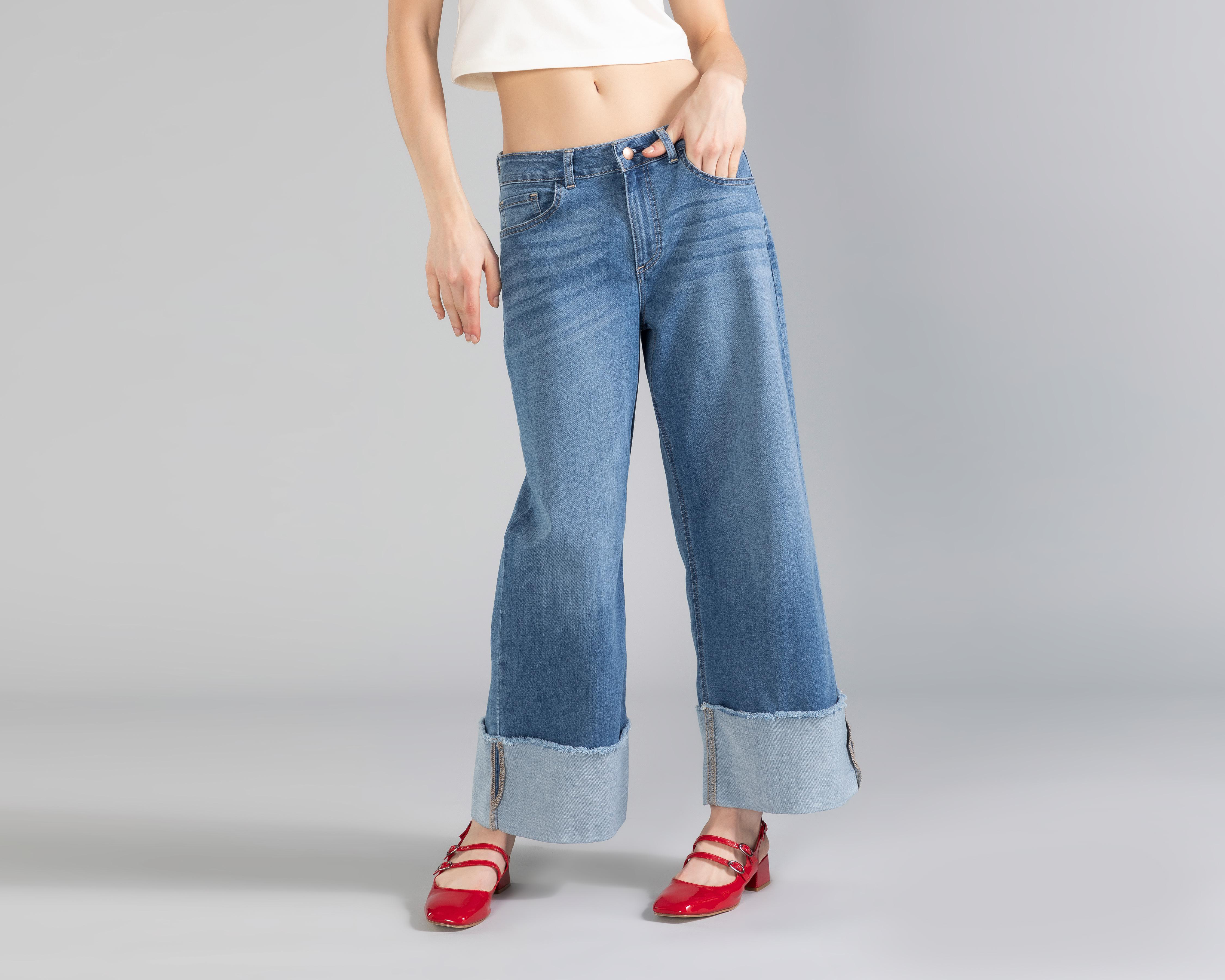 Foto 3 pulgar | Jeans Wide Leg Strona para Mujer