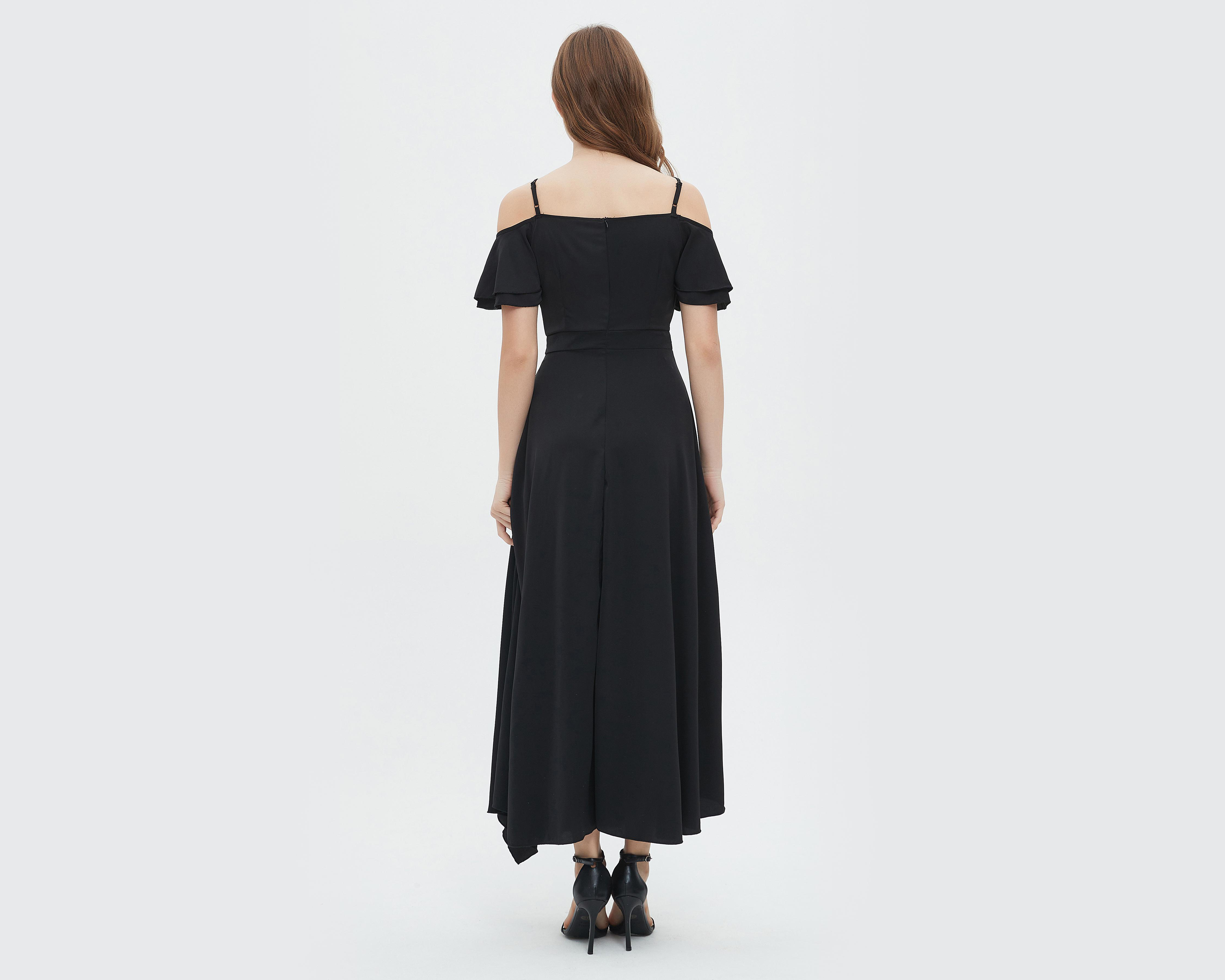 Foto 4 pulgar | Vestido Sahara de Noche Negro con Abertura