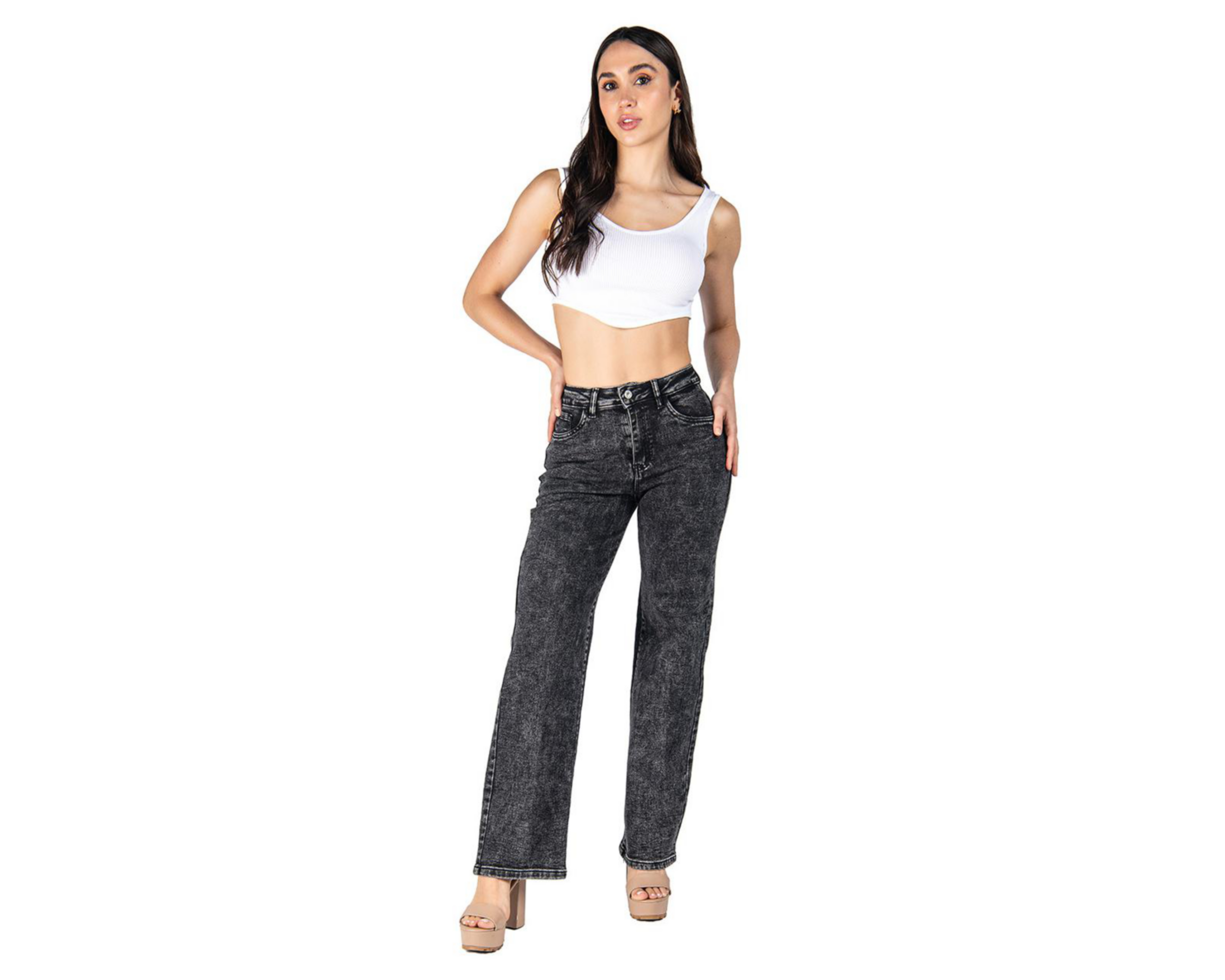 Foto 3 pulgar | Jeans Wide Leg Most Look para Mujer